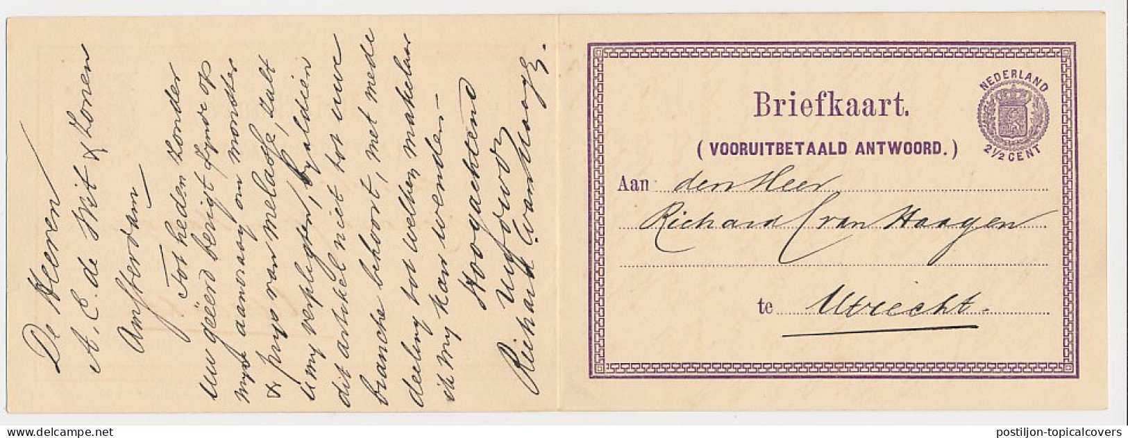 Briefkaart G. 2 Utrecht - Amsterdam 1877 - Material Postal