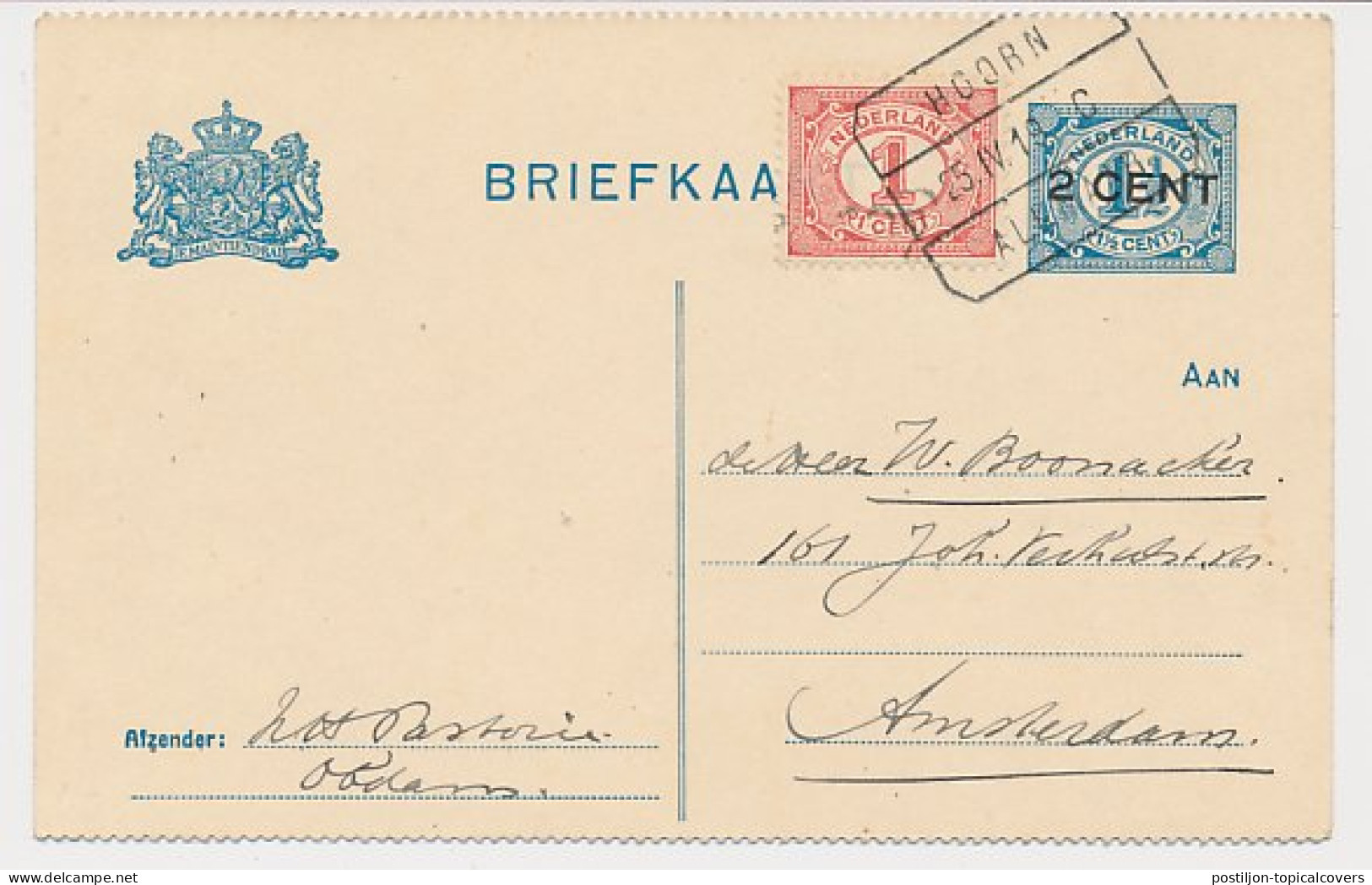 Treinblokstempel : Hoorn - Alkmaar C 1919 - Zonder Classificatie