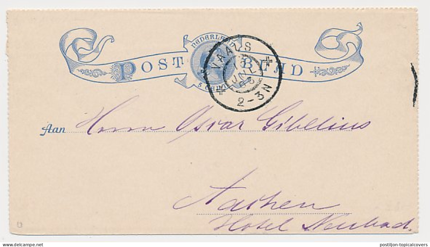 Postblad G. 2 B Vaals - Aachen Duitsland 1906 - Postwaardestukken