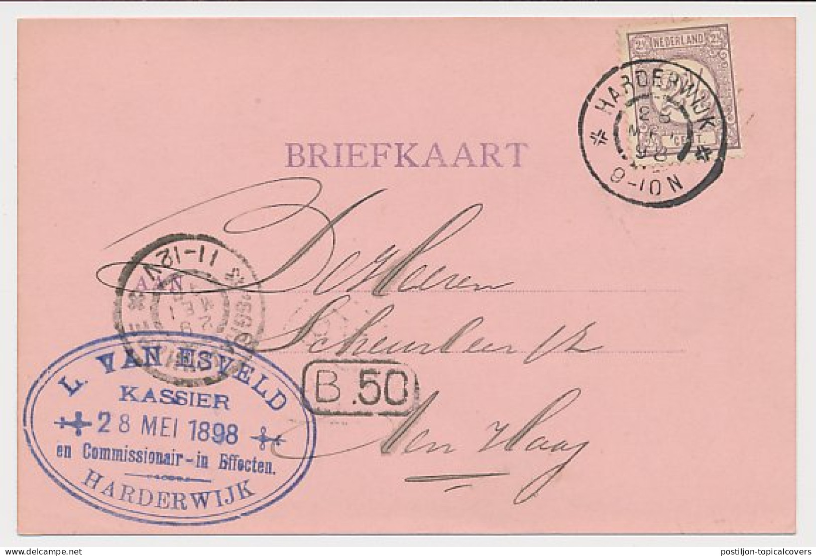 Firma Briefkaart Harderwijk 1898 - Commissionair In Effecten - Unclassified