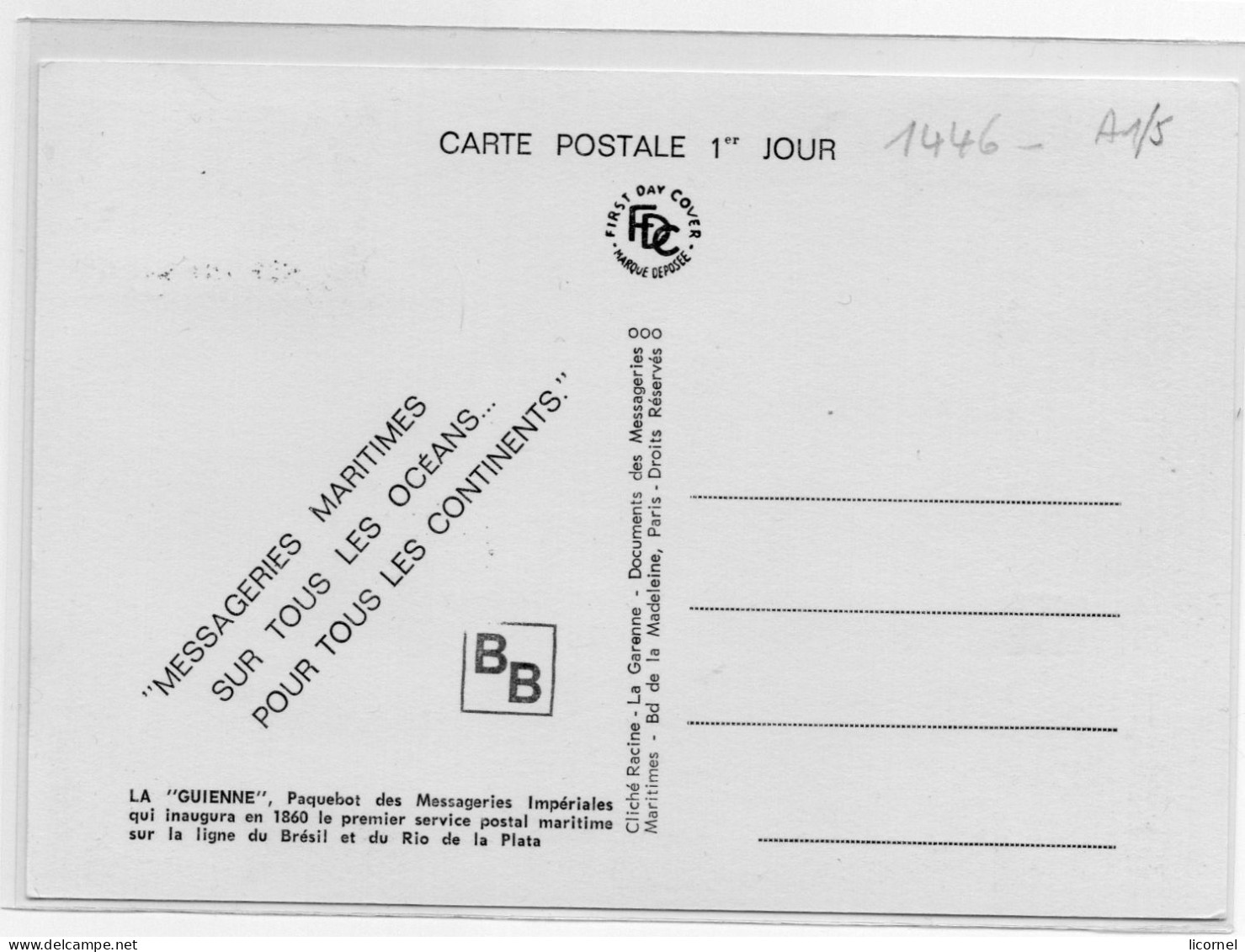 Cartes Maxi  1965 Premier Jour  : PAQUEBOT / LA GUIENNE - 1960-1969