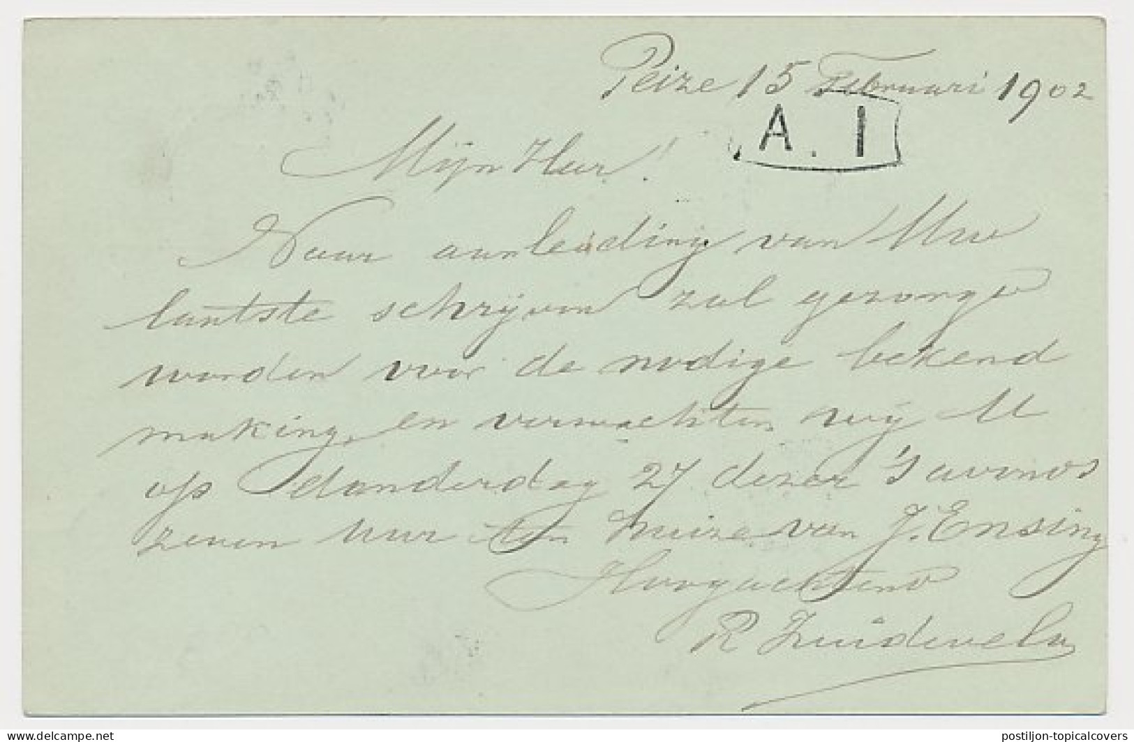 Kleinrondstempel Peize 1902 - Zonder Classificatie