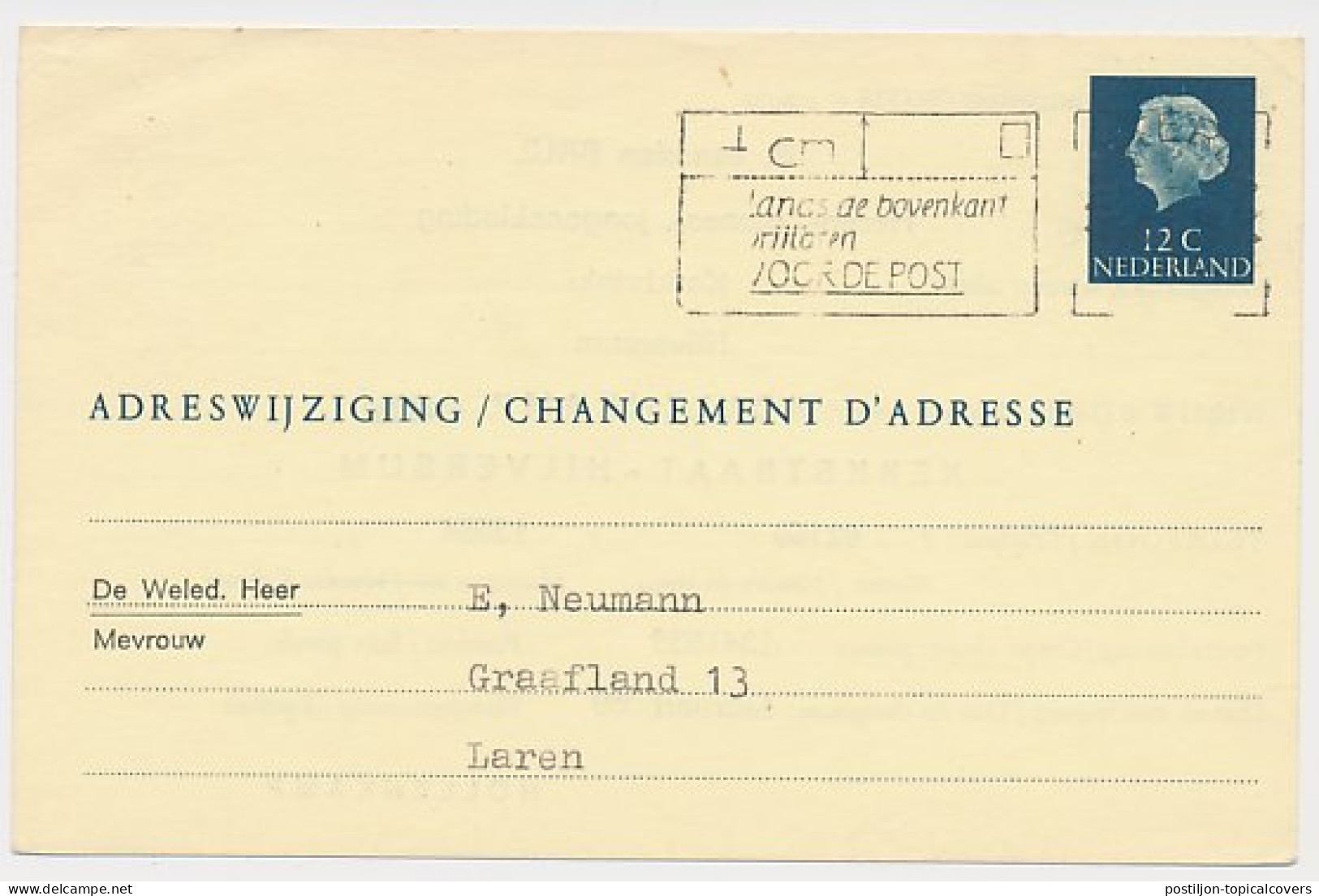Verhuiskaart G. 35 Particulier Bedrukt Amsterdam 1969 - Entiers Postaux