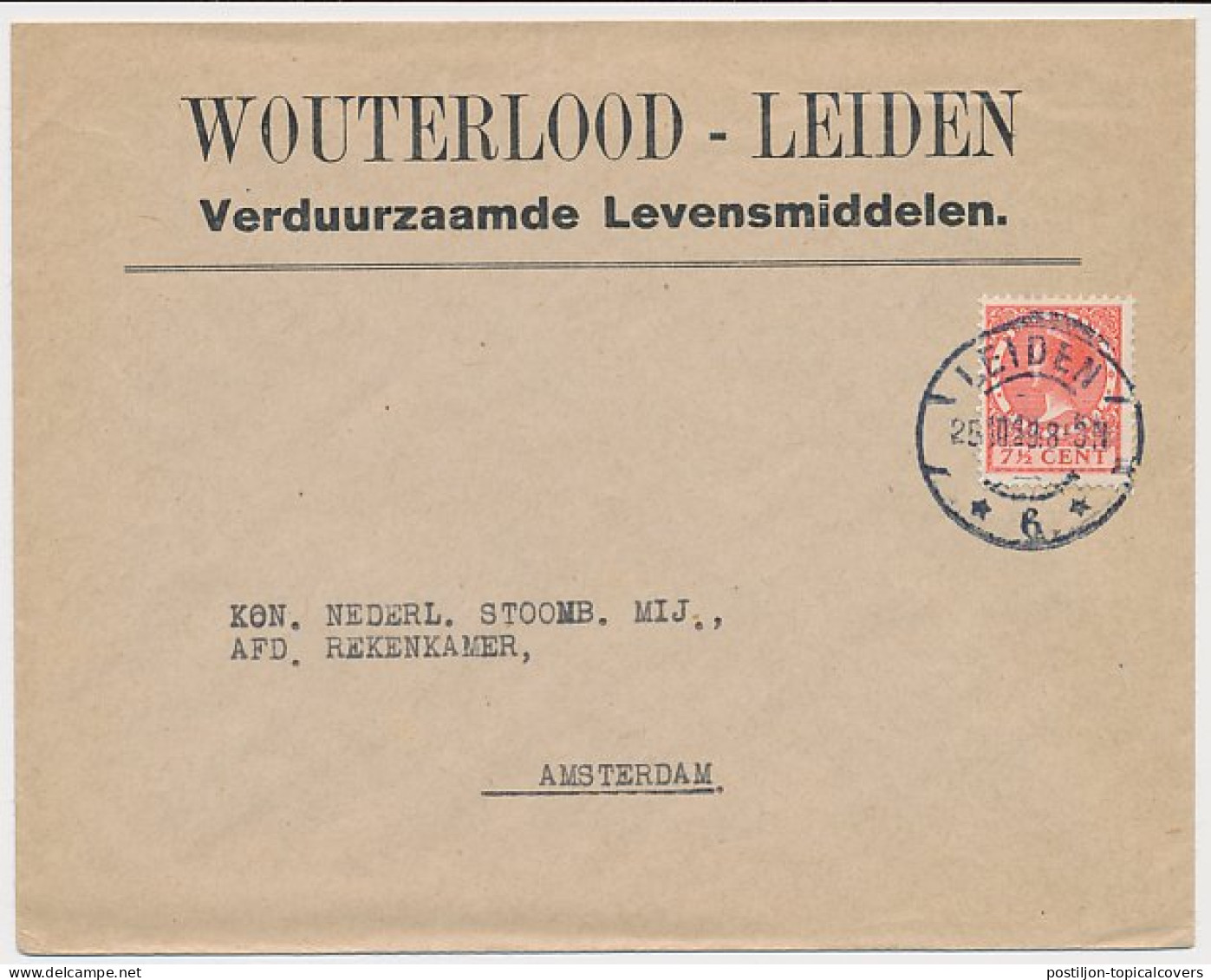 Firma Envelop Leiden 1929 - Levensmiddelen - Non Classés