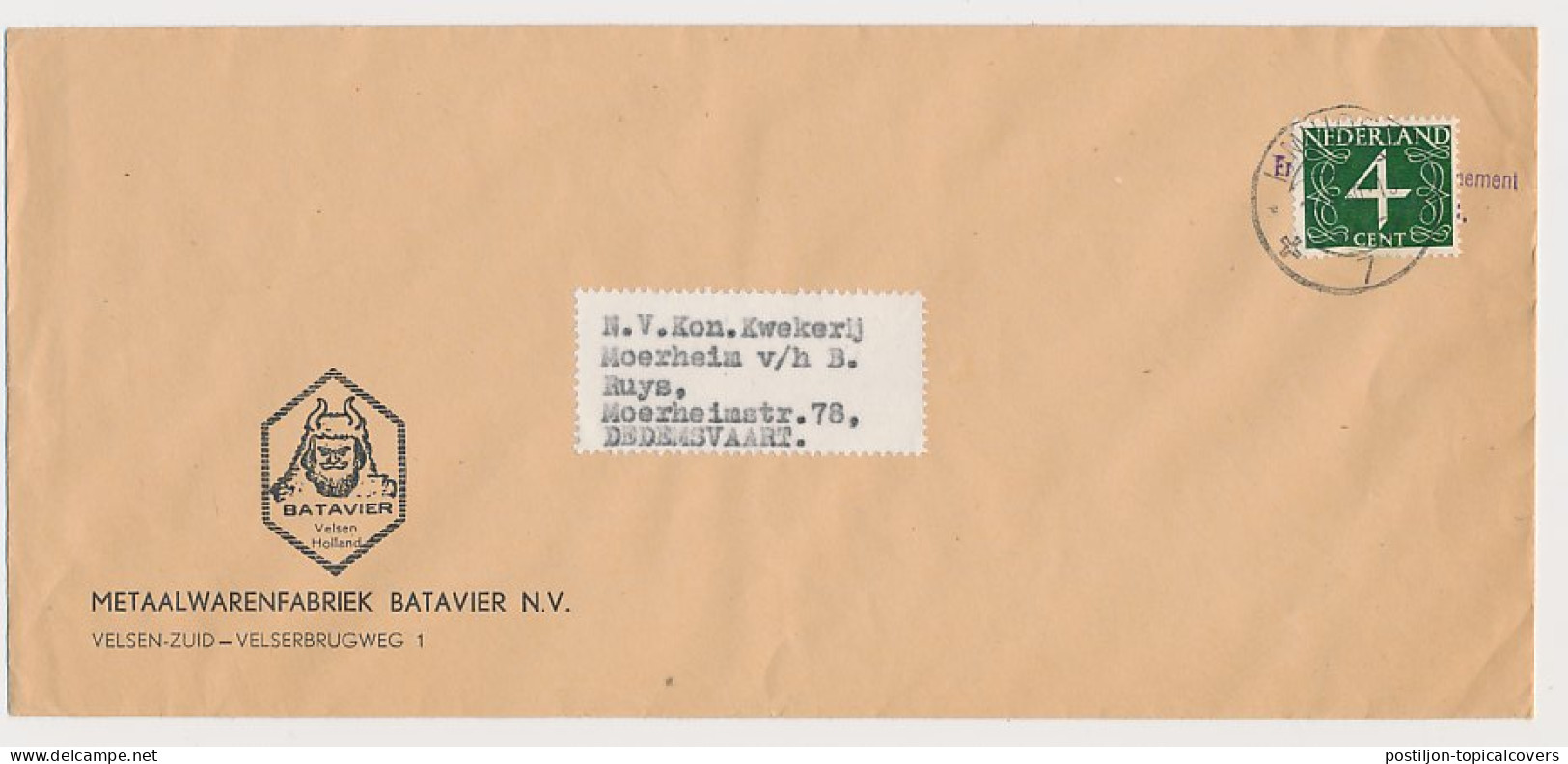 Firma Envelop Velsen 1960 - Batavier - Metaalwarenfabriek - Zonder Classificatie