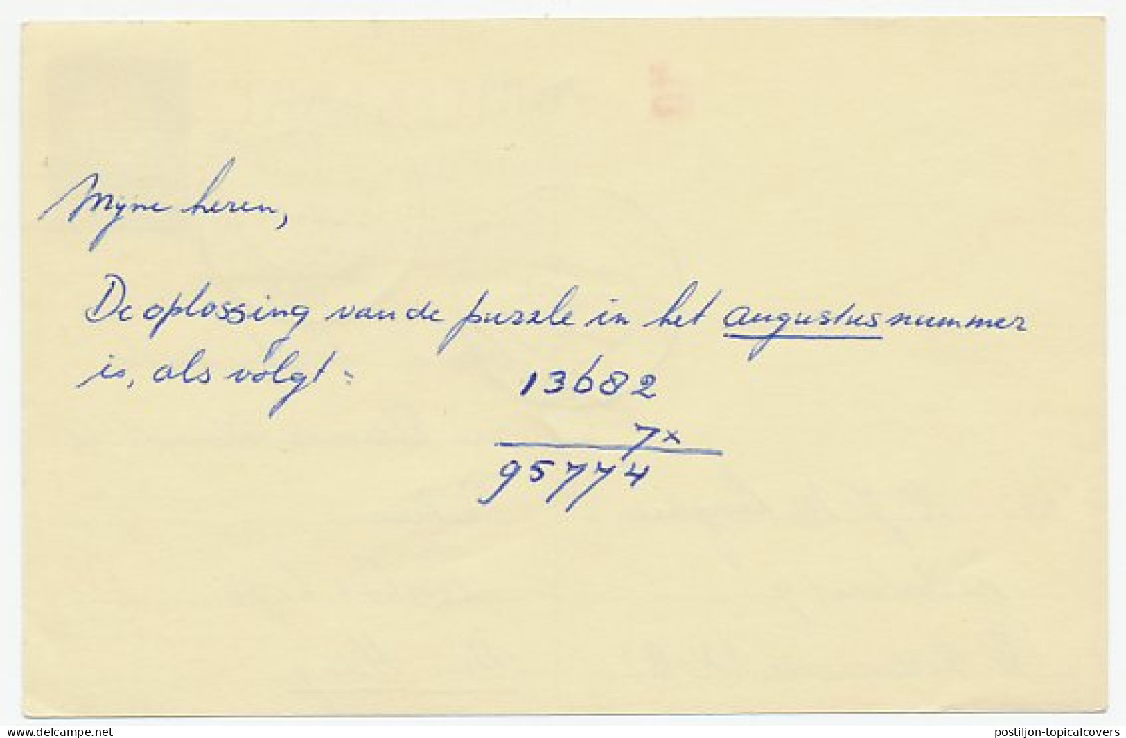 Briefkaart G. 325 / Bijfrankering St. Oedenrode - Den Haag 1964 - Postal Stationery