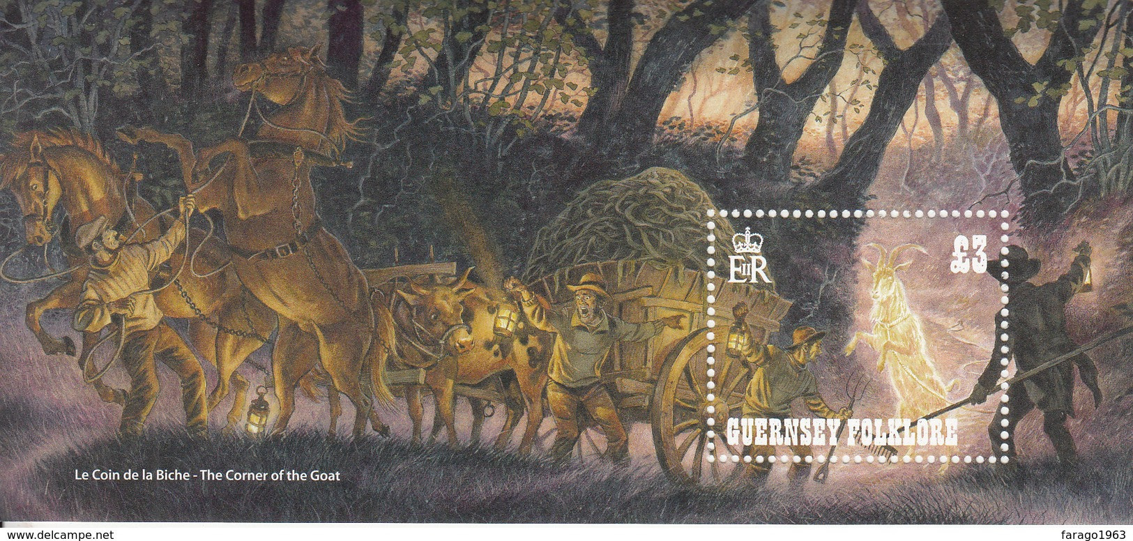 2017 Guernsey Folklore Stories Horses Souvenir Sheet  MNH @ BELOW FACE VALUE - Guernesey