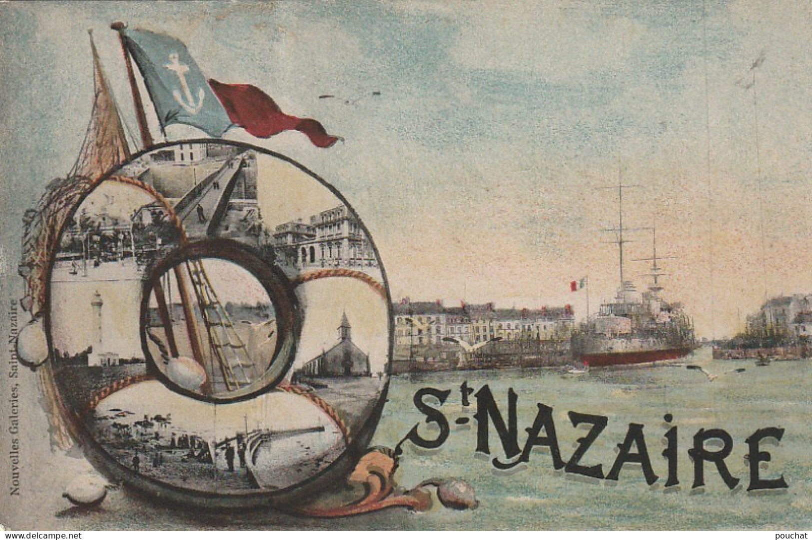 ZY 61-(44) ST NAZAIRE - CARTE FANTAISIE COLORISEE - BOUEE MULTIVUES - 2 SCANS - Saint Nazaire