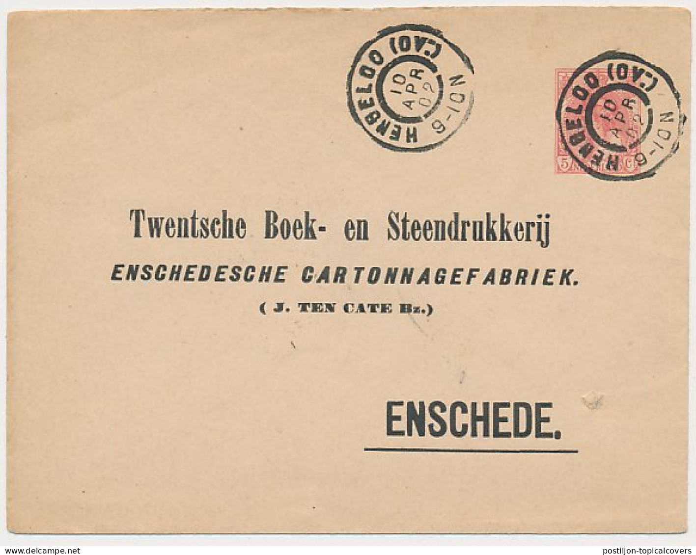 Envelop G. 8 Particulier Bedrukt Enschede 1902 - Entiers Postaux
