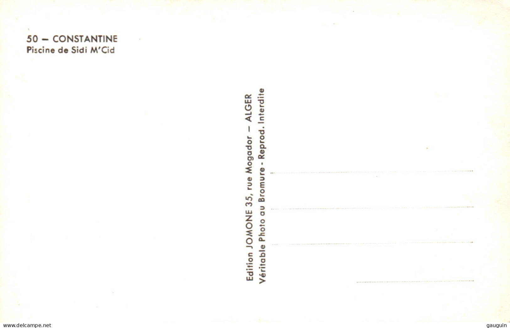 CPSM - CONSTANTINE - Piscine De Sidi M'Cid - Edition Jomone (format 9x14) - Constantine