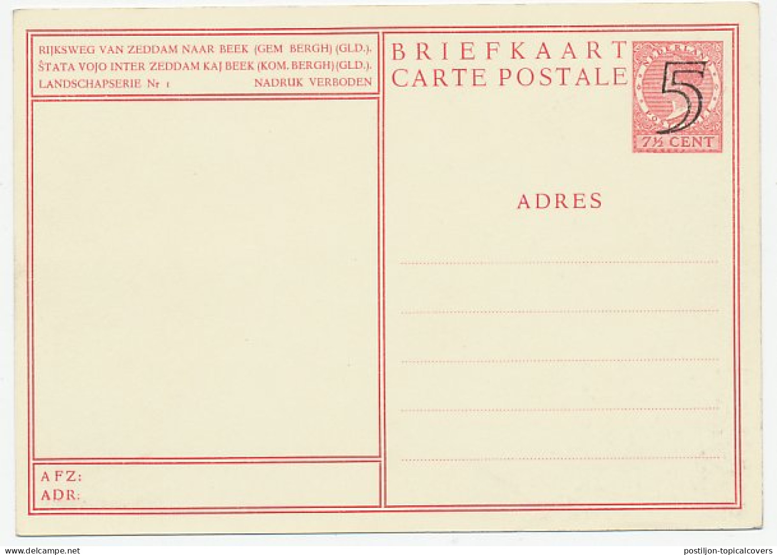 Briefkaart G. 287 - Complete Serie Landschappen - Postwaardestukken