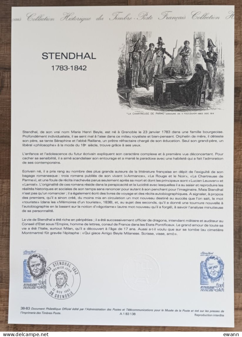 COLLECTION HISTORIQUE - YT N°2284 - STENDHAL - 1983 - 1980-1989