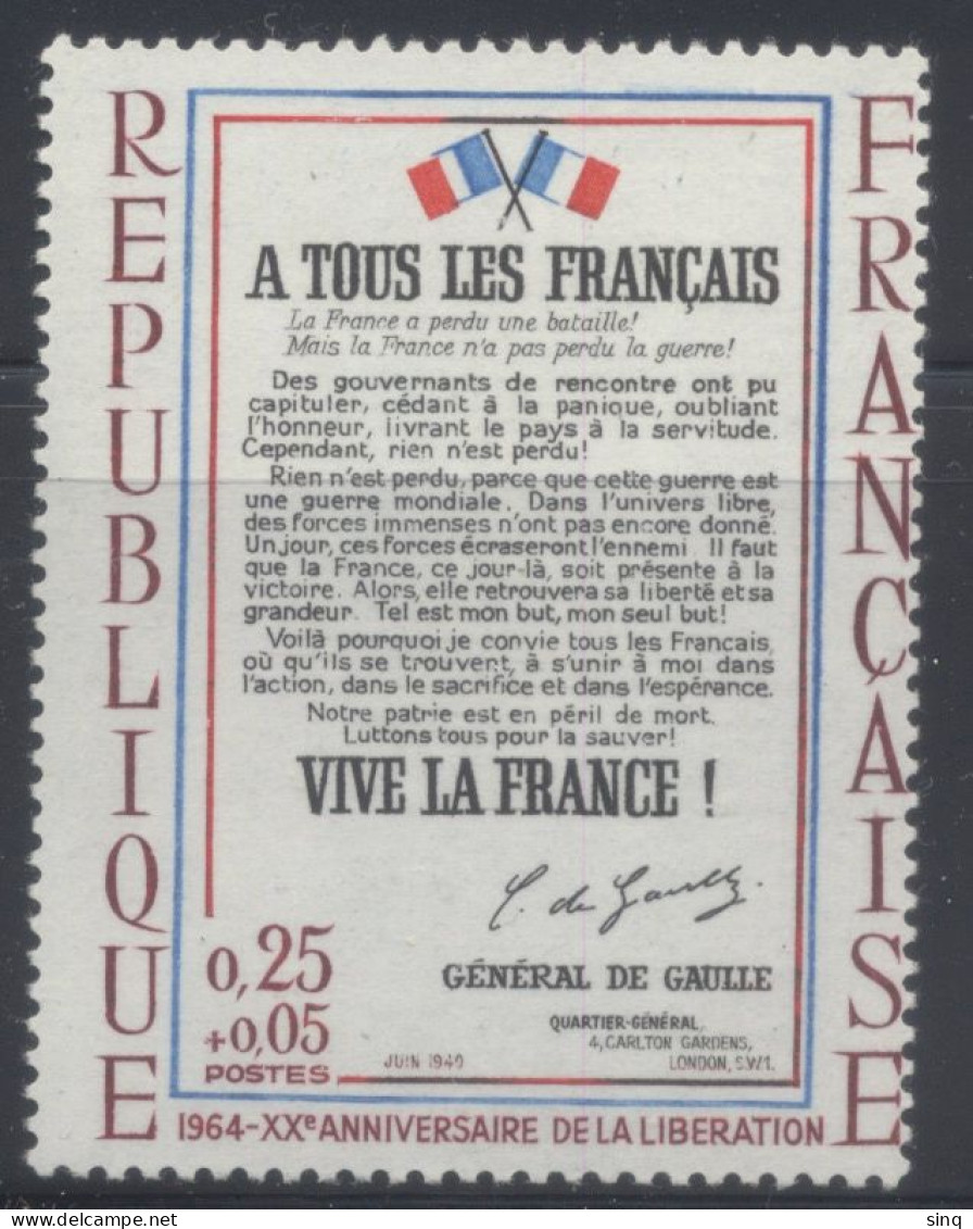 N° 1408d Appel Du 18 Juin - Unused Stamps