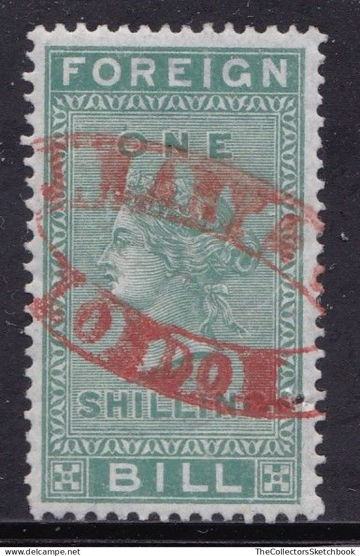 GB  QV  Fiscals / Revenues Foreign Bill 1/- Green In A Piece, Neatly Cancelled. One Staplehole. - Fiscaux