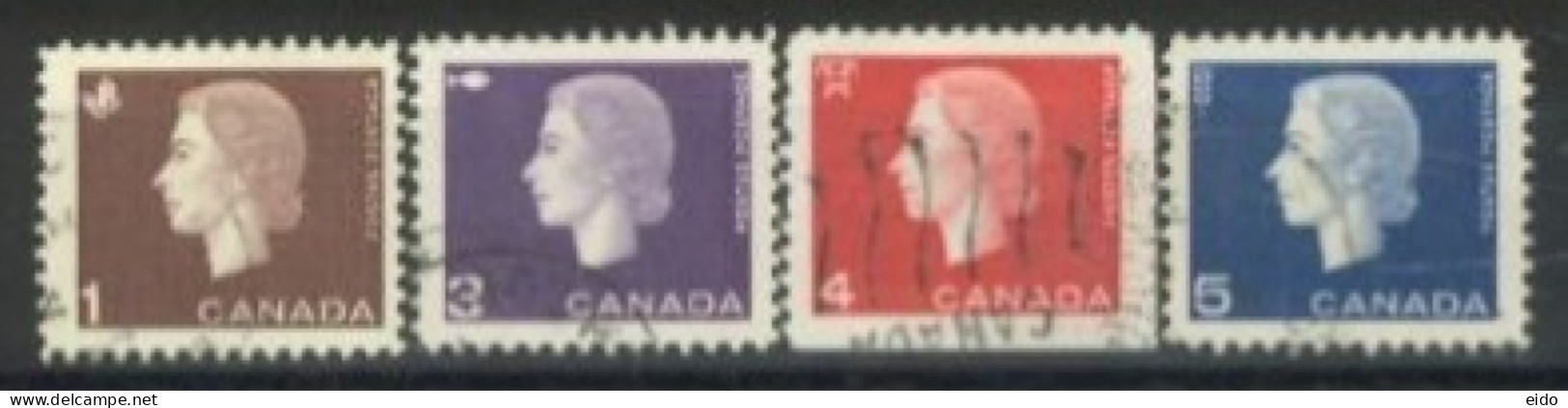 CANADA - 1962, QUEEN ELIZABETH II STAMPS & DIFFERENT SYMBOLS SET OF 4, USED. - Oblitérés