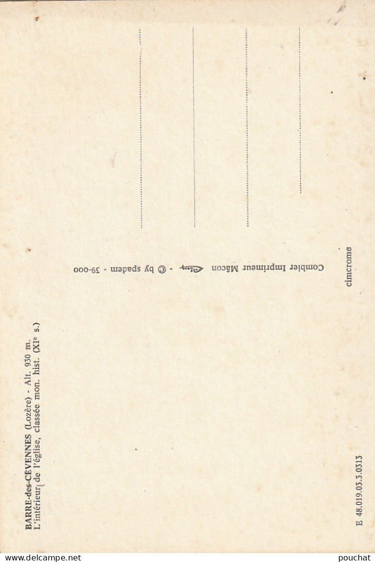 ZY 64-(48) BARRE DES CEVENNES - L' INTERIEUR DE L' EGLISE - 2 SCANS - Sonstige & Ohne Zuordnung