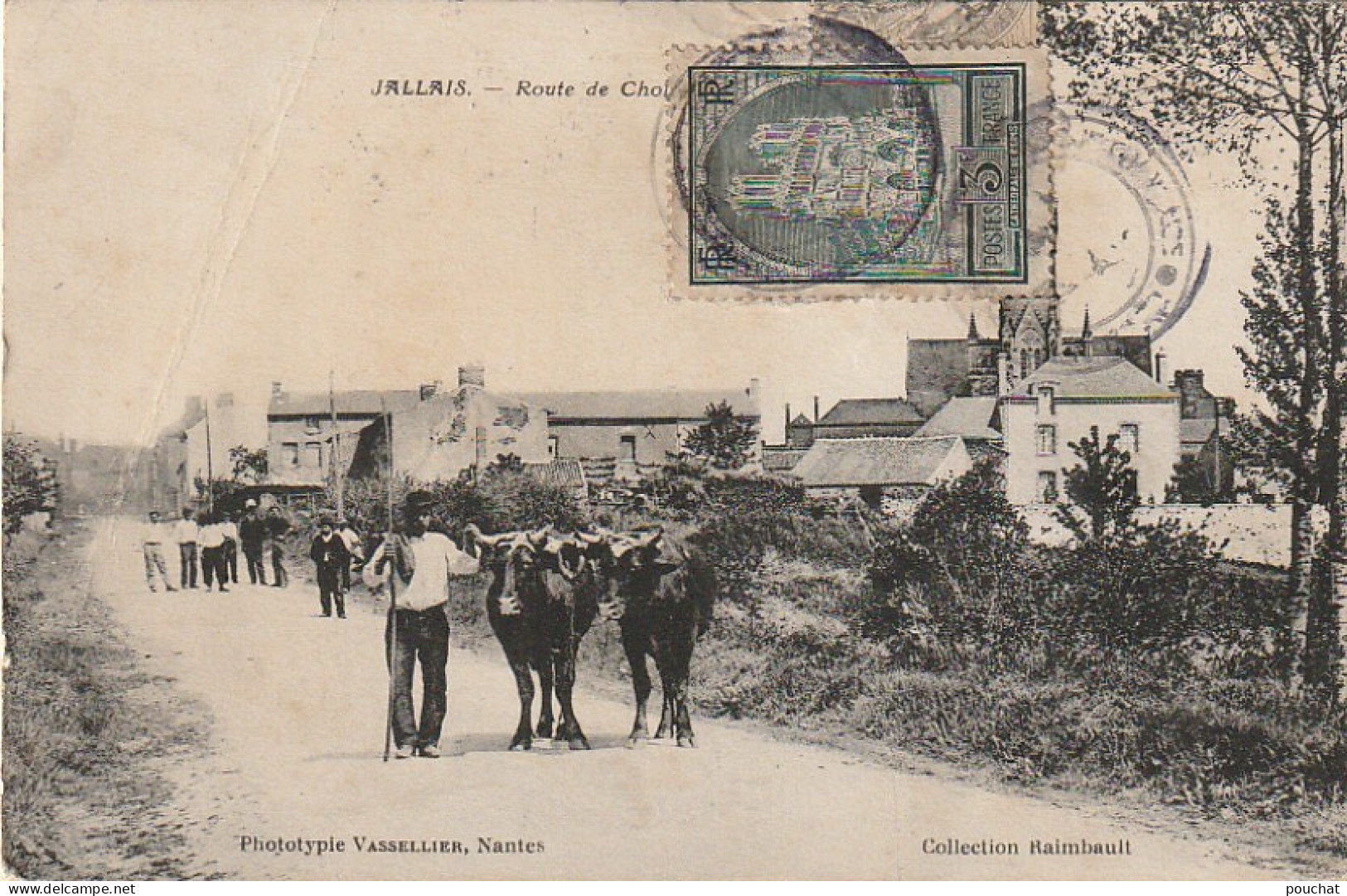 ZY 65-(49) JALLAIS - ROUTE DE CHOLET - ANIMATION - PAYSAN AVEC BOEUFS - 2 SCANS - Other & Unclassified