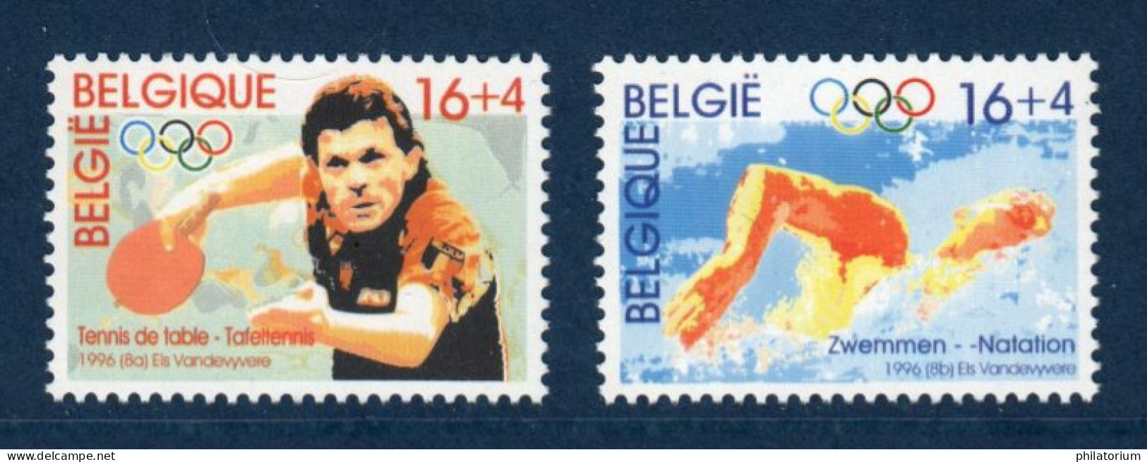Belgique België, **, Yv 2652, 2653, Mi 2698, 2699, SG 3338, 3339, Sport, Tennis De Table, Natation, - Ongebruikt