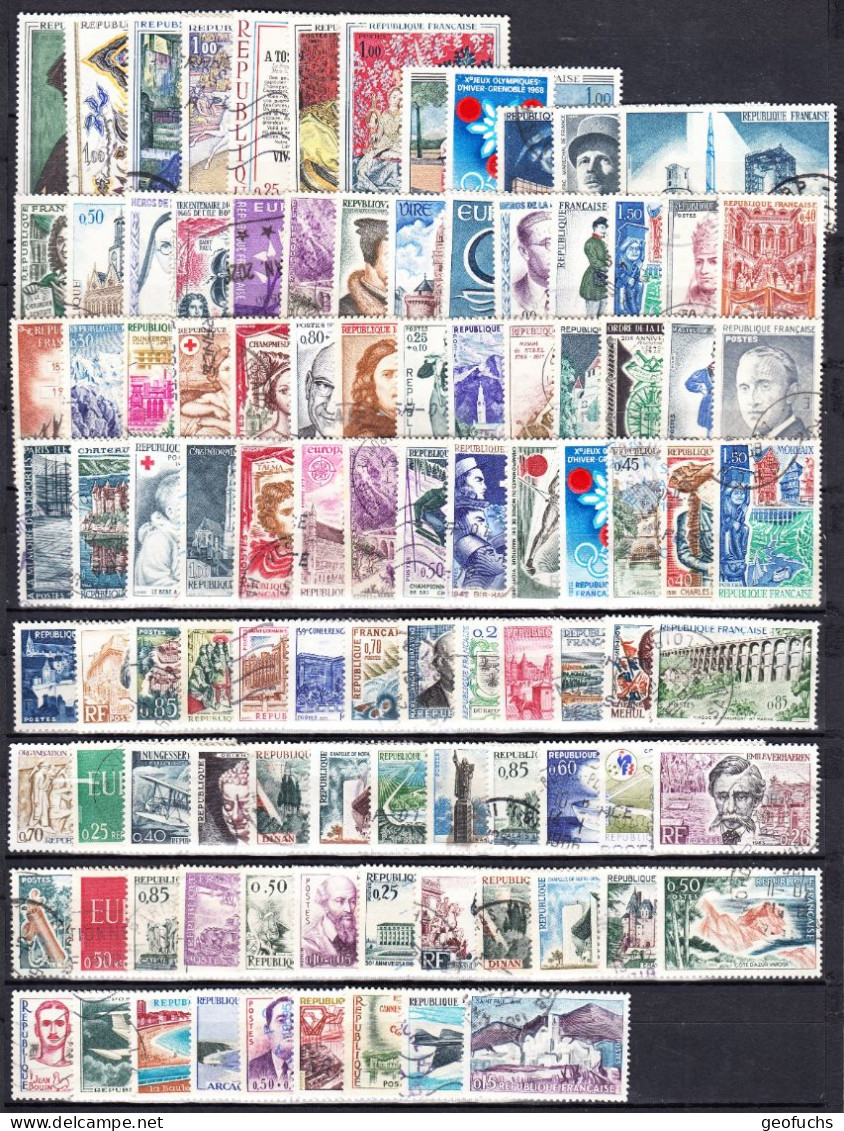 France (1960-69) Lot De 100 Timbres Grands Formats Oblitérés Différents (lot 2) - Sammlungen