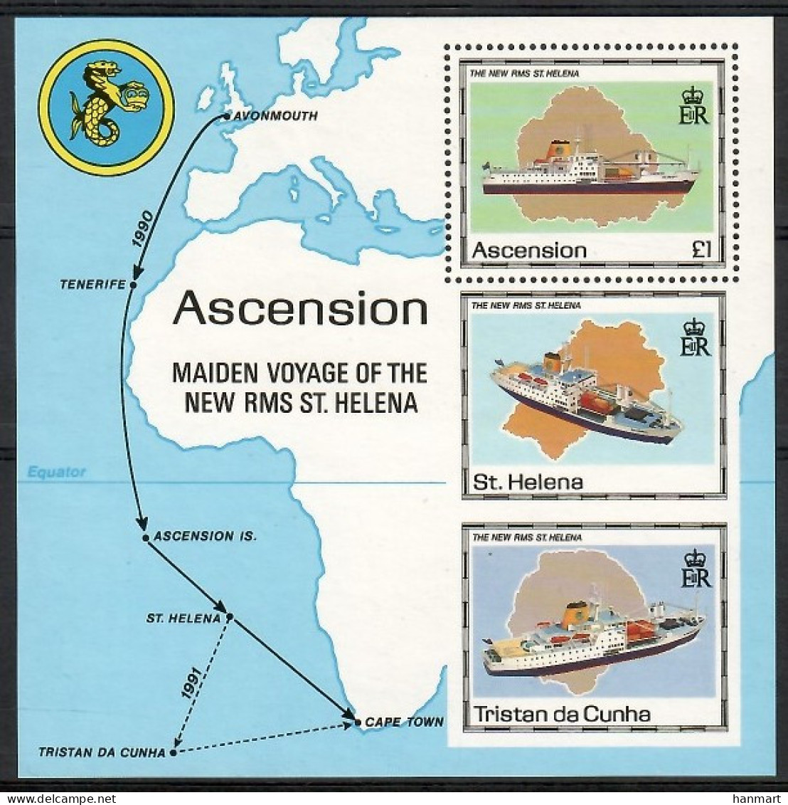 Ascension Island 1990 Mi Block 22 MNH  (ZS6 ASIbl22) - Andere & Zonder Classificatie