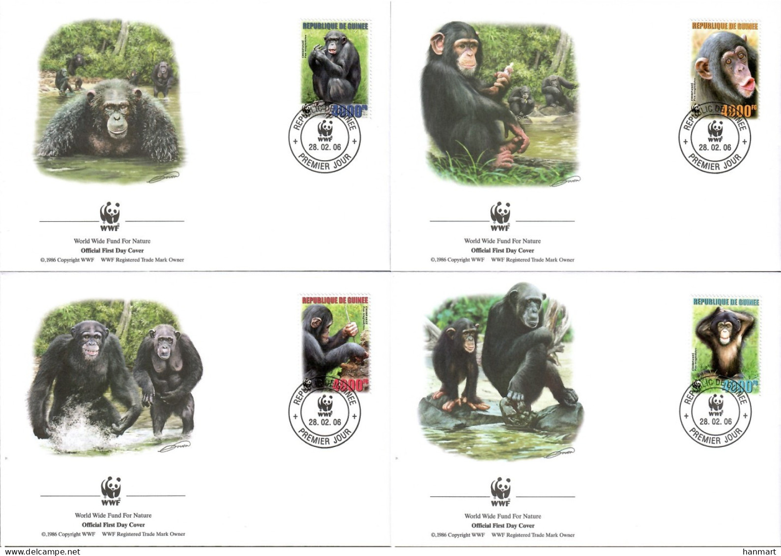 Guinea 2006 Mi 4222-4225 FDC  (FDC ZS5 GUR4222-4225) - Scimmie