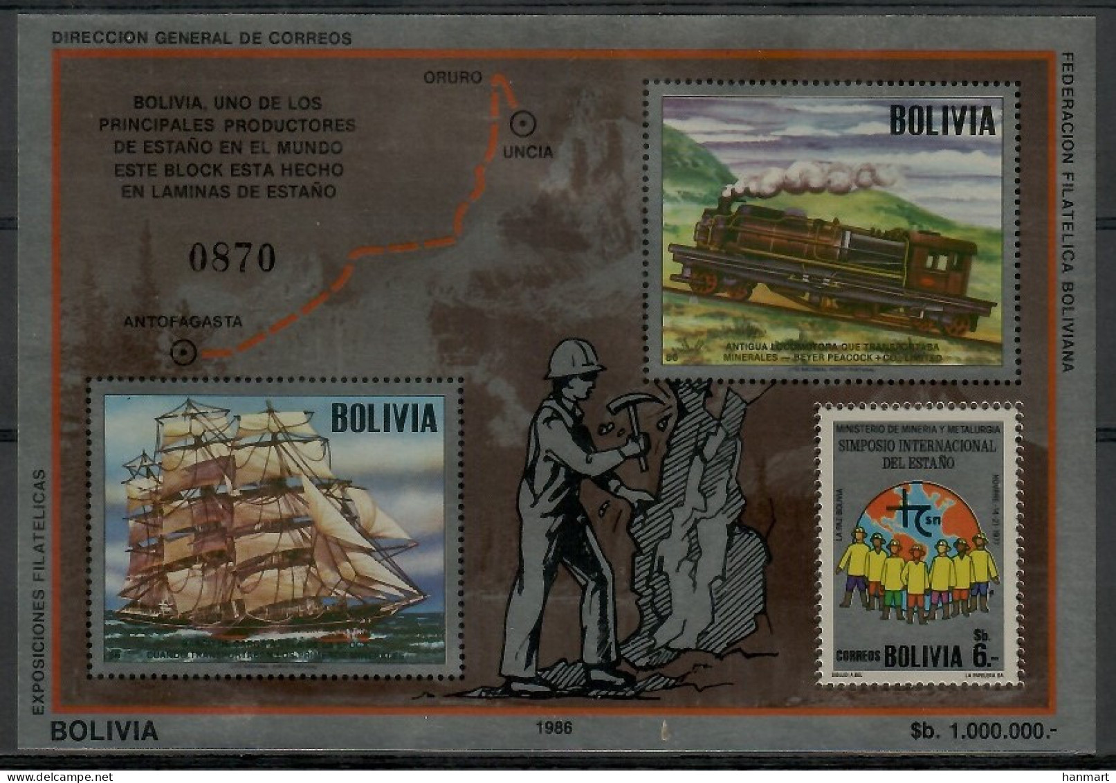 Bolivia 1986 Mi Block 157 MNH  (ZS3 BLVbl157) - Fabriken Und Industrien