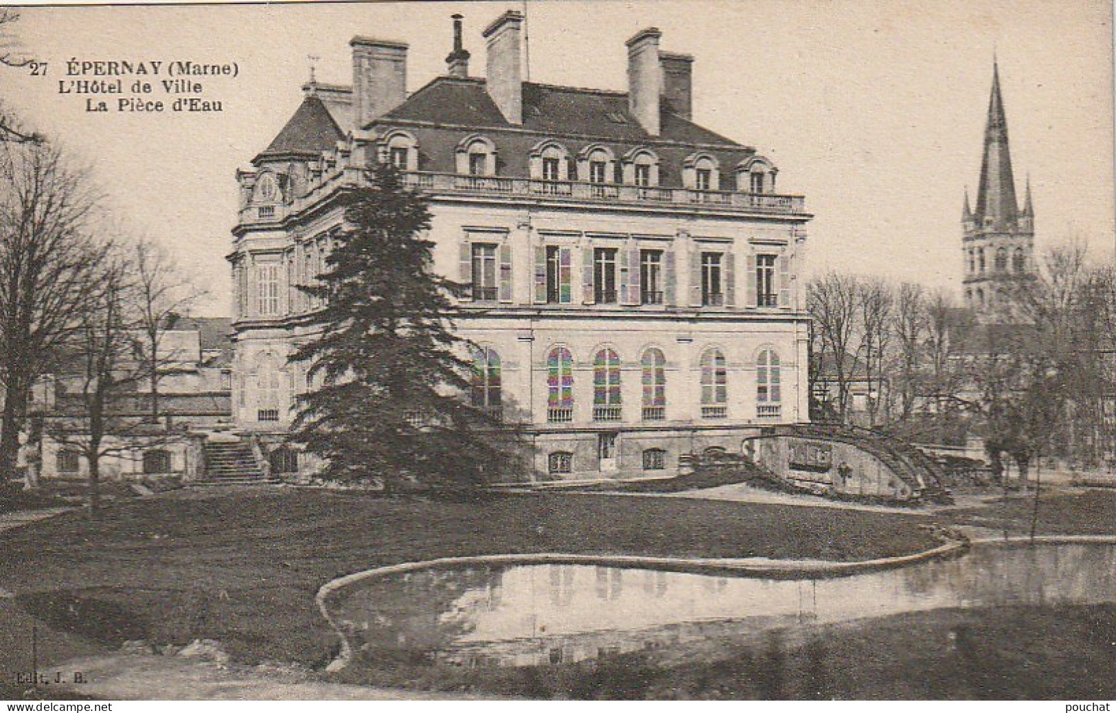 ZY 70-(51) EPERNAY - L' HOTEL DE VILLE - LA PIECE D' EAU - 2 SCANS - Epernay