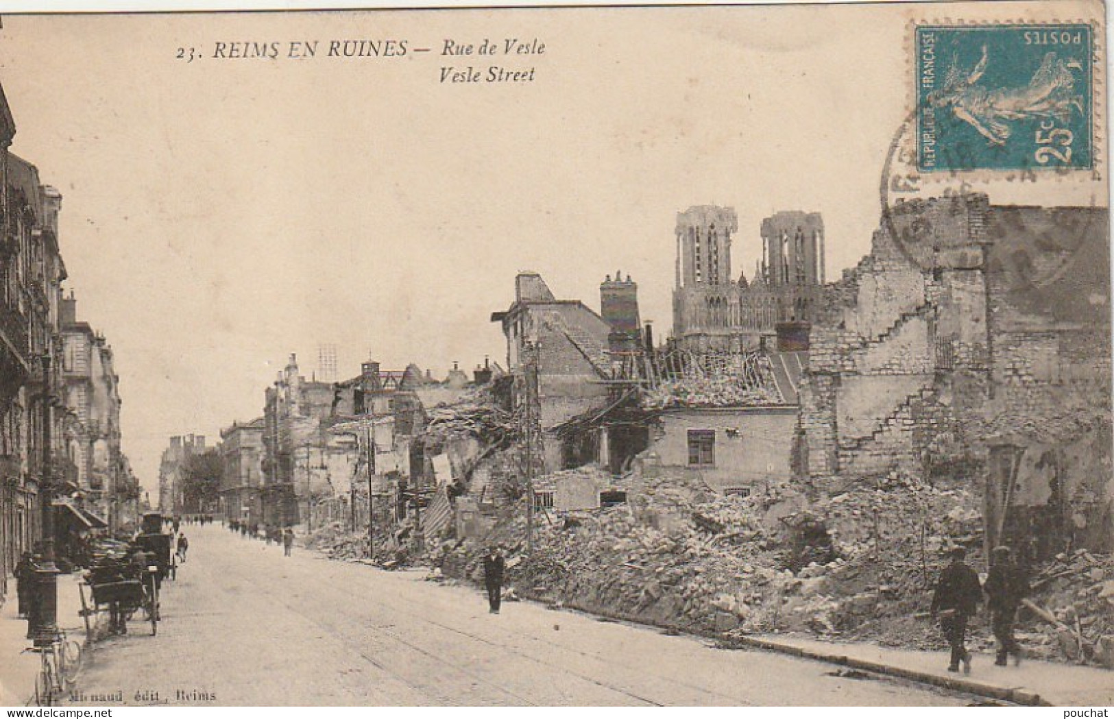 ZY 70-(51) REIMS EN RUINES - RUE DE VESLE - ANIMATION - 2 SCANS - Reims