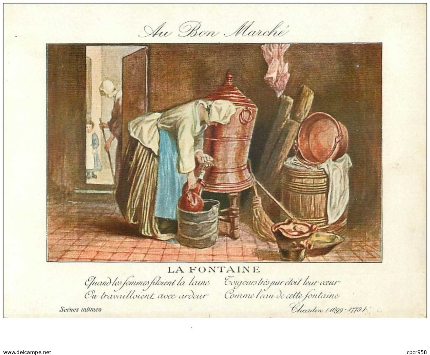 Chromos. N°34105.la Fontaine .au Bon Marché.publicité. 16  X 11.5 Cm - Au Bon Marché