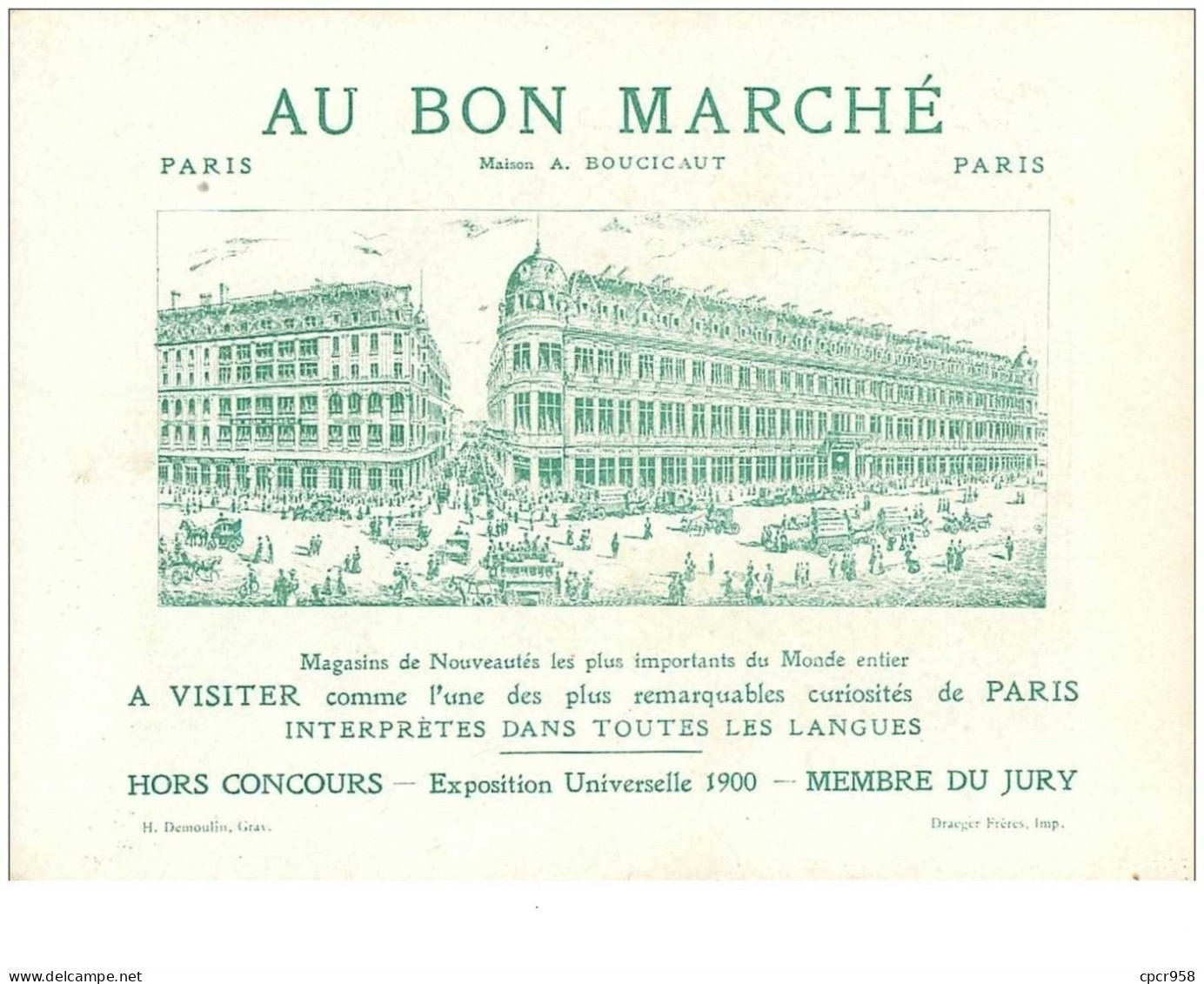 Chromos. N°34105.la Fontaine .au Bon Marché.publicité. 16  X 11.5 Cm - Au Bon Marché