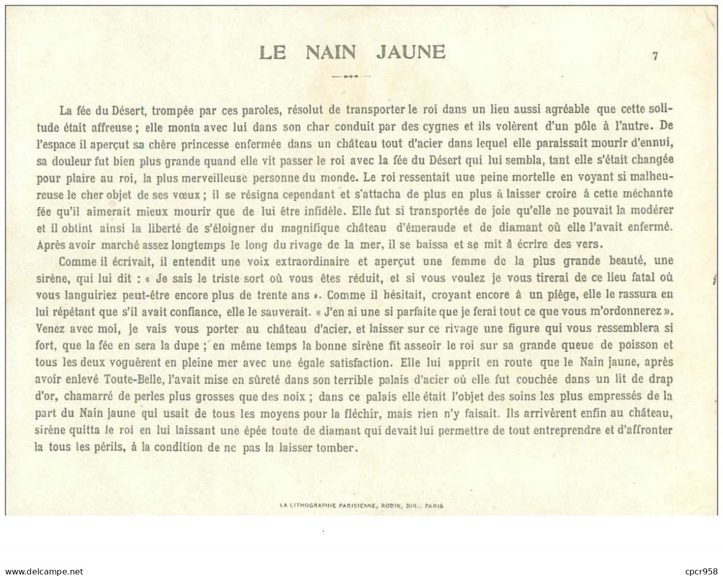 Chromos. N°34089 .le Nain Jaune .n°7 .au Bon Marché.publicité. 16  X 11.5 Cm - Au Bon Marché