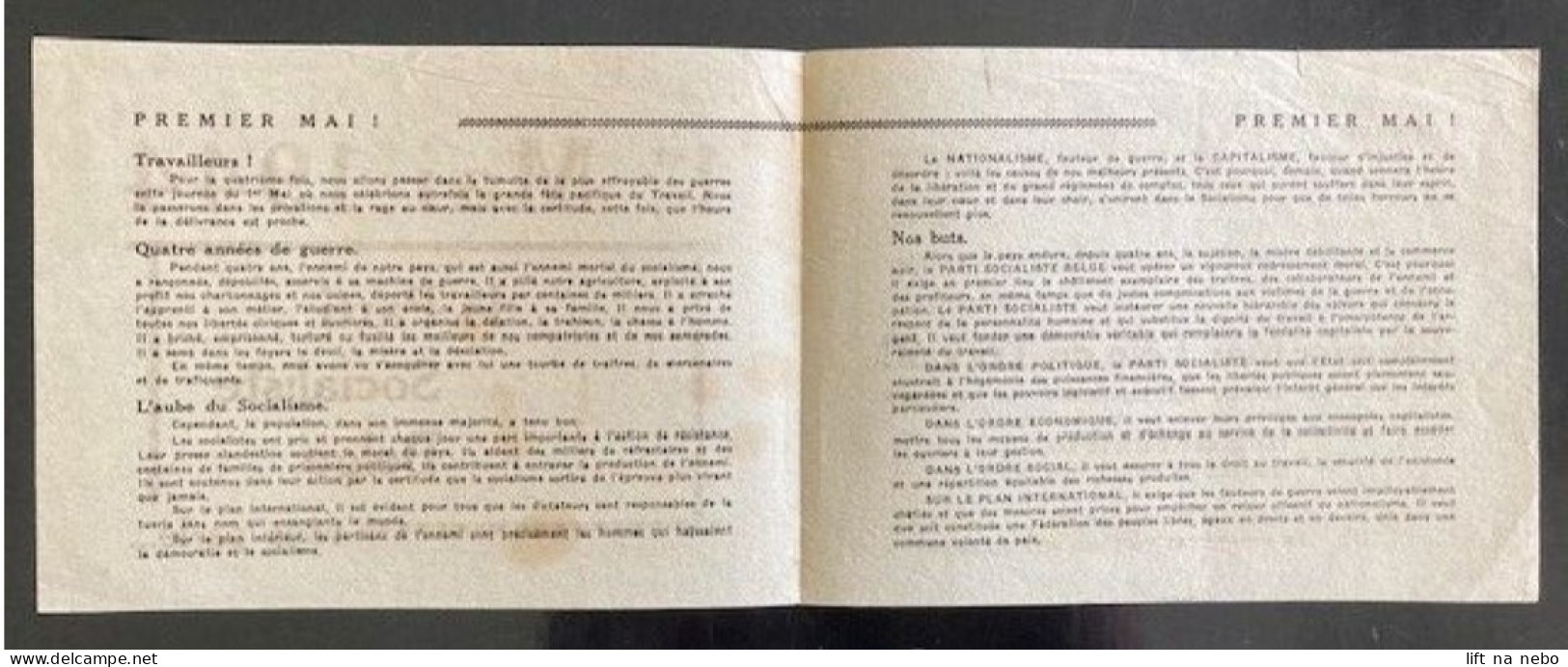 Tract Presse Clandestine Résistance Belge WWII WW2 '1er Mai 1944 / Le Parti Socialiste Belge Vous Parle...' 4 Pages - Documentos