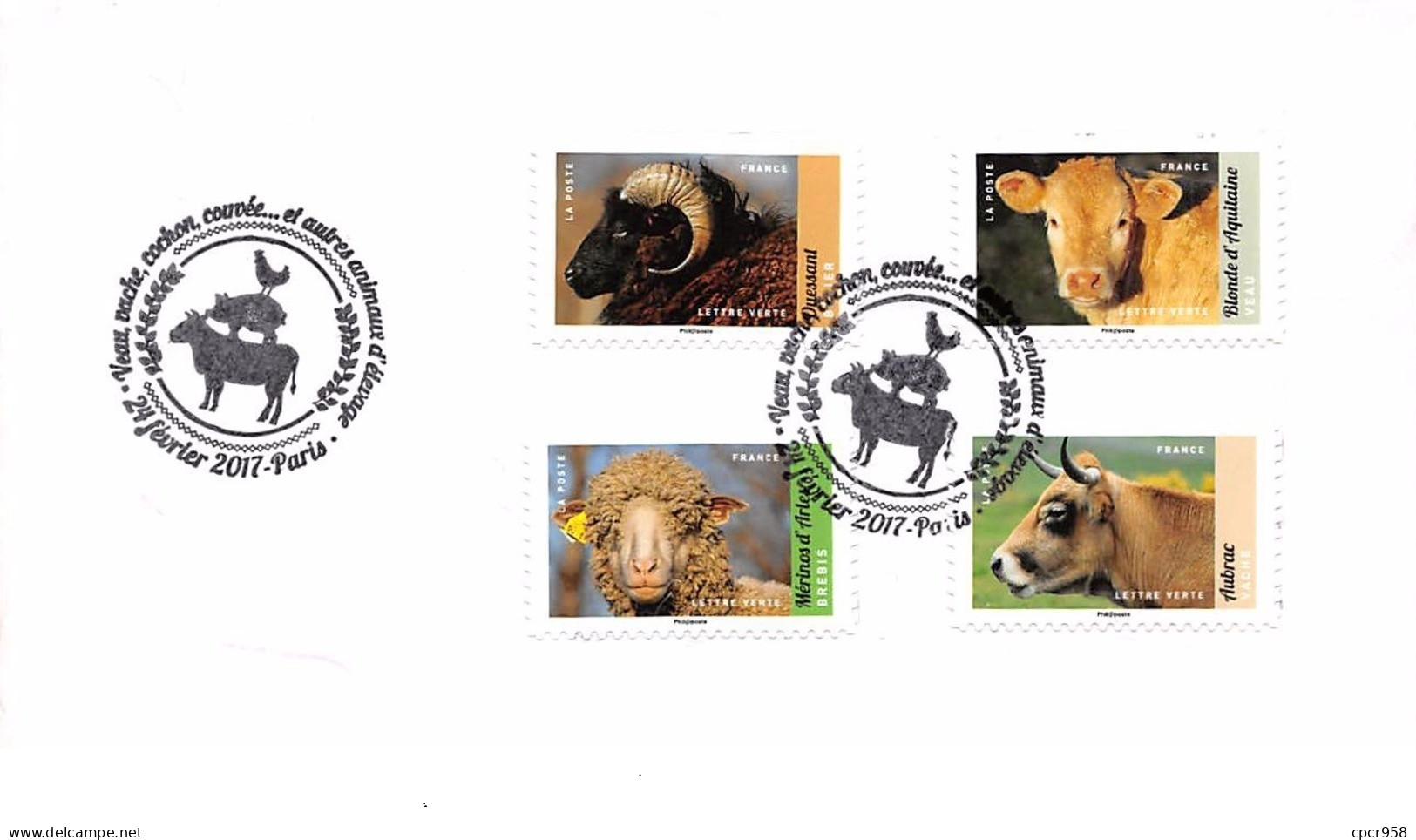 FRANCE. FDC. N°206775 .24/02/2017.cachet PARIS. Animaux Ferme - 2010-2019