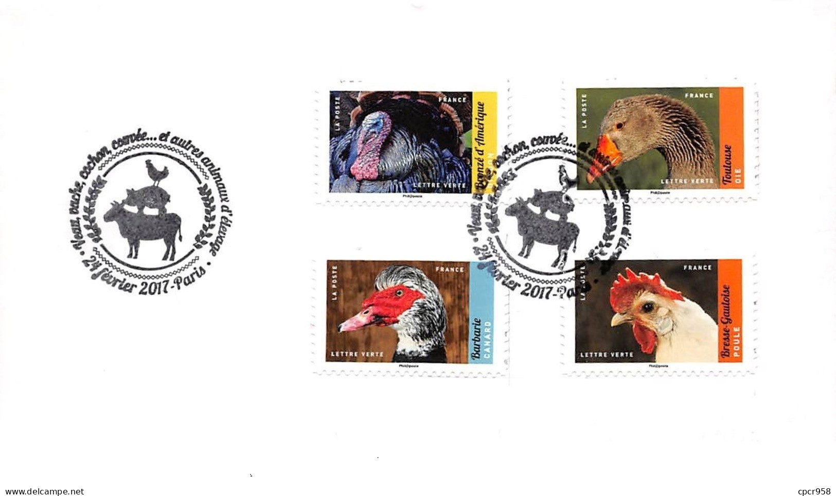 FRANCE. FDC. N°206774 .24/02/2017.cachet PARIS. Animaux Ferme - 2010-2019