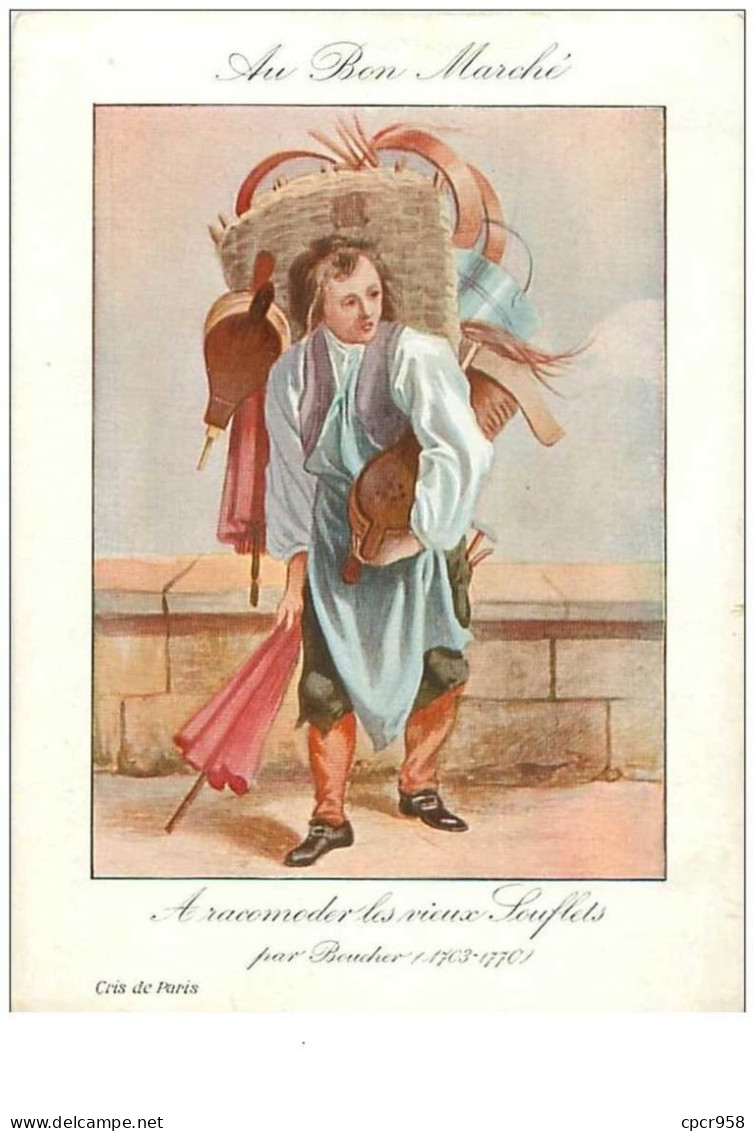 CHROMOS.n°8.AU BON MARCHE.12 X 16 Cm.A RACOMODER LES VIEUS SOUFLETS PAR BOUCHER 1703-1770 - Au Bon Marché