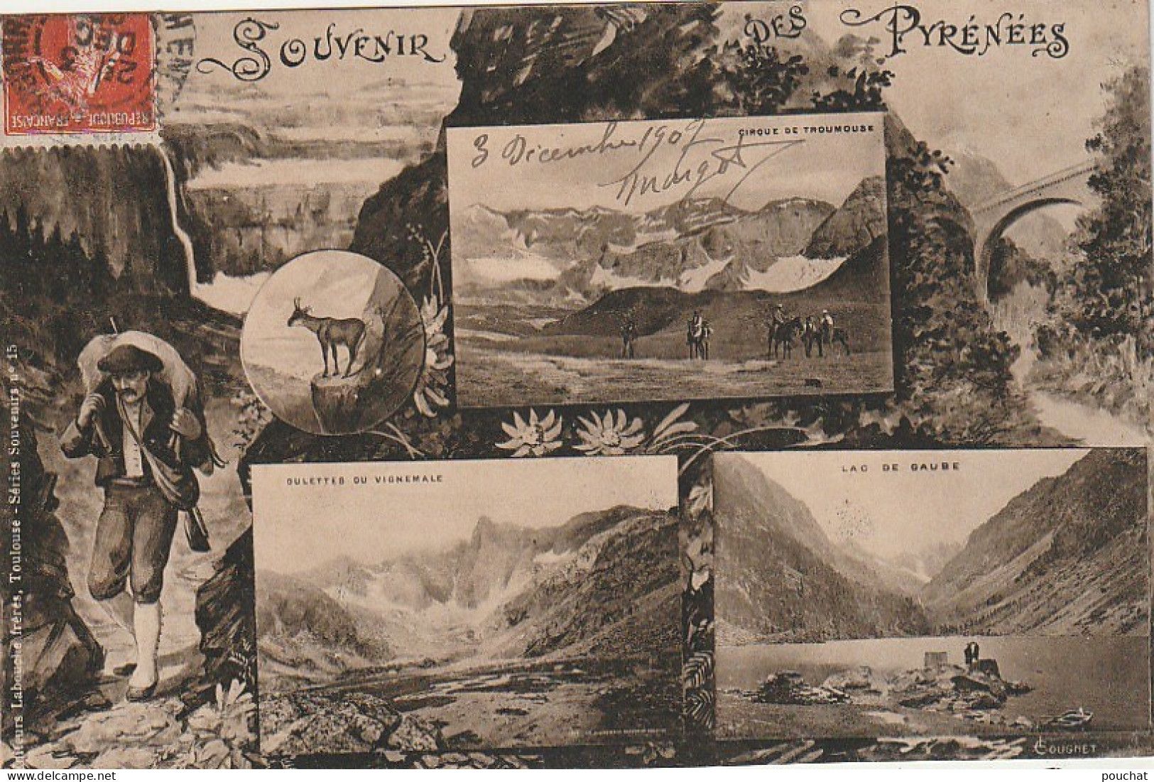 ZY 74-(65) SOUVENIR DES PYRENEES - CARTE FANTAISIE MULTIVUES - 2 SCANS - Saluti Da.../ Gruss Aus...