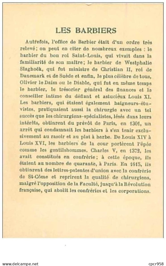 CHROMOS.LES METIERS.ILLUSTRATIONS.n°280.LES BARBIERS.LOUIS XI ET LE BARBIER OLIVIER LE DAIM.1480 - Sonstige & Ohne Zuordnung