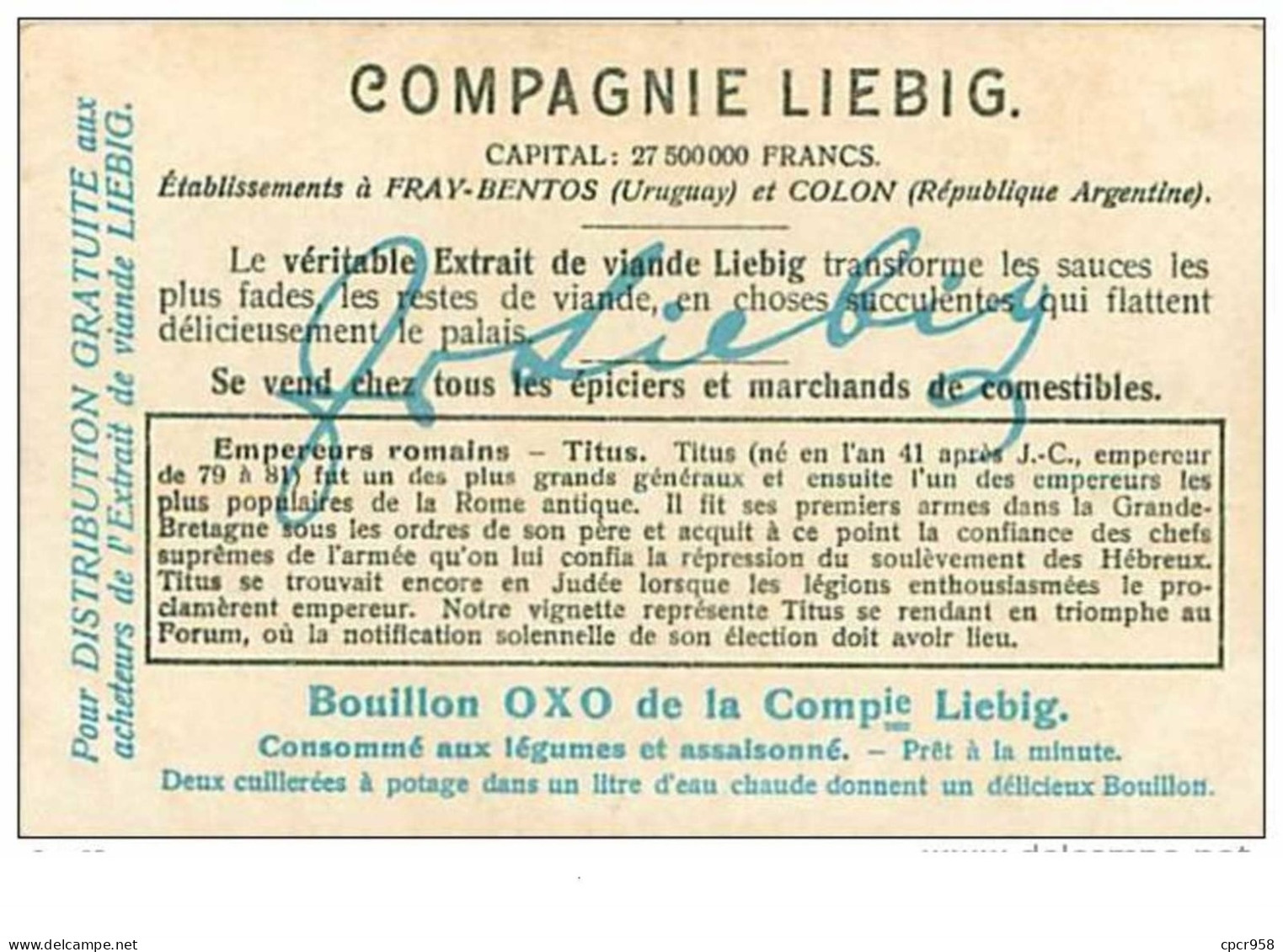 CHROMOS.LIEBIG.n°36.EMPEREURS ROMAINS.2.CORTEGE TRIOMPHAL DE TITUS - Liebig