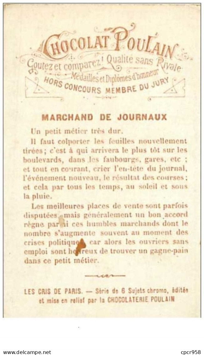 CHROMOS.CHOCOLAT POULAIN.n°315.MARCHAND DE JOURNEAUX.CONTOUR DORE - Poulain