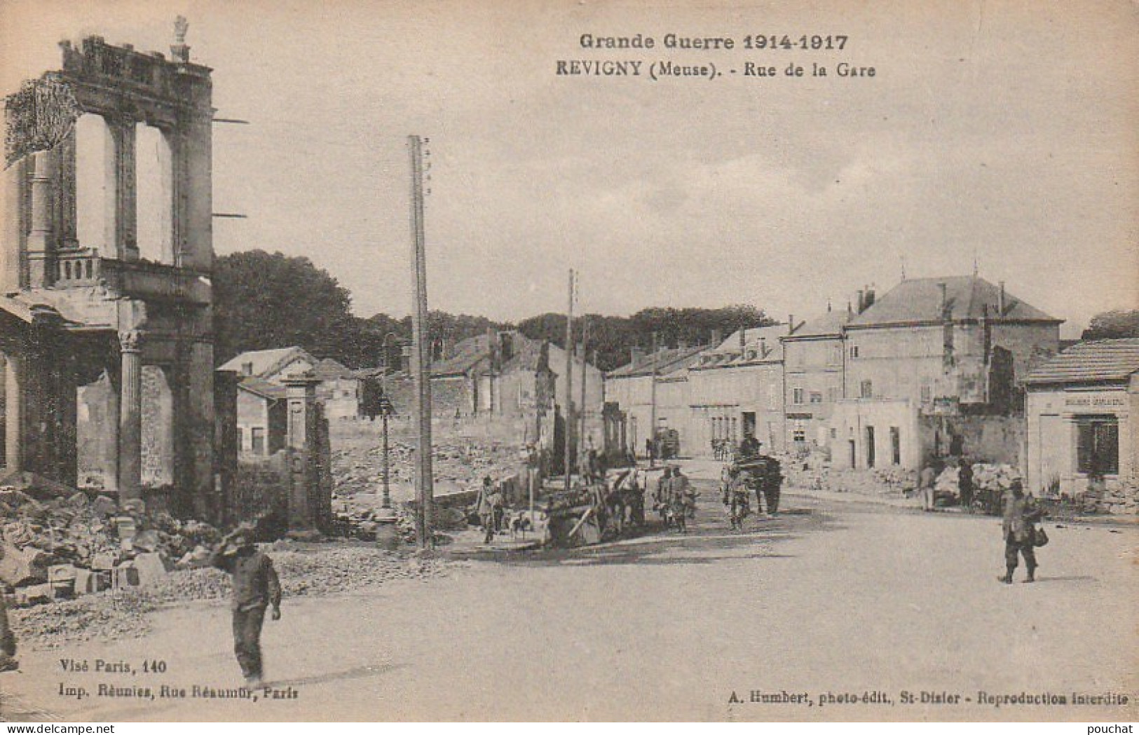 ZY 75-(55) GUERRE 1914 - REVIGNY - RUE DE LA GARE - ANIMATION - 2 SCANS - Revigny Sur Ornain