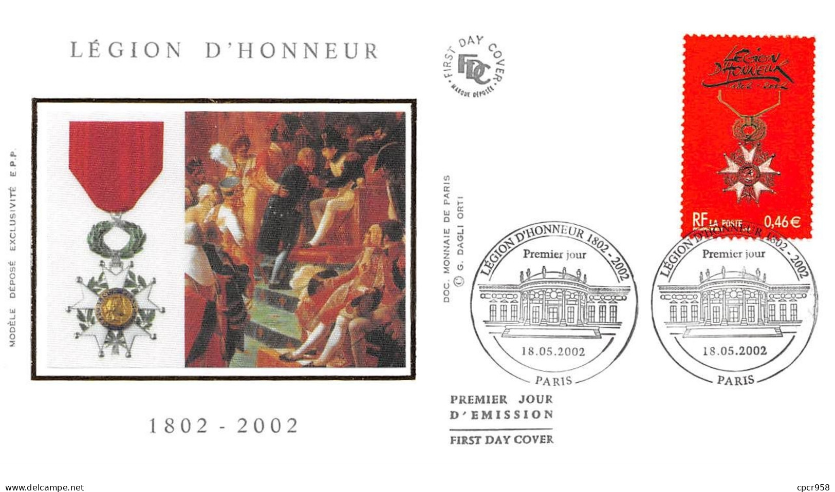 FRANCE.FDC.AM11773.18/05/2002.Cachet Paris.Légion D'Honneur 1802-2002 - 2000-2009