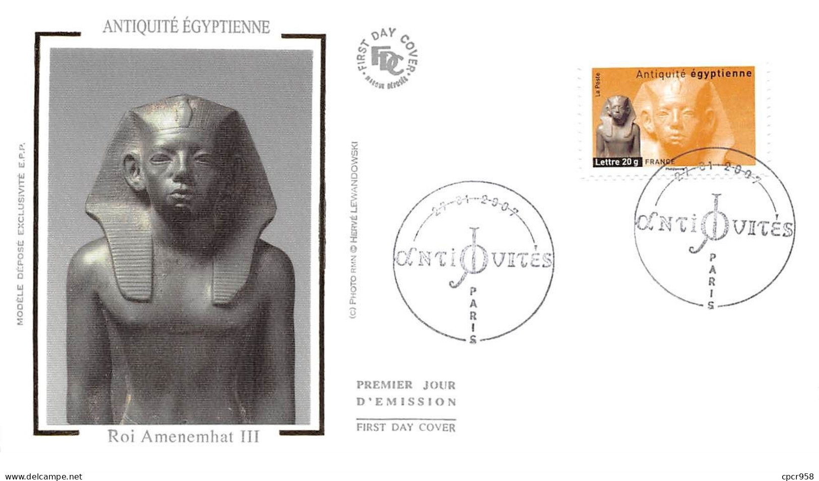 FRANCE.FDC.AM11147.27/01/2007.Cachet Paris.Antiquité Egyptienne.Roi Amenemhat III - 2000-2009