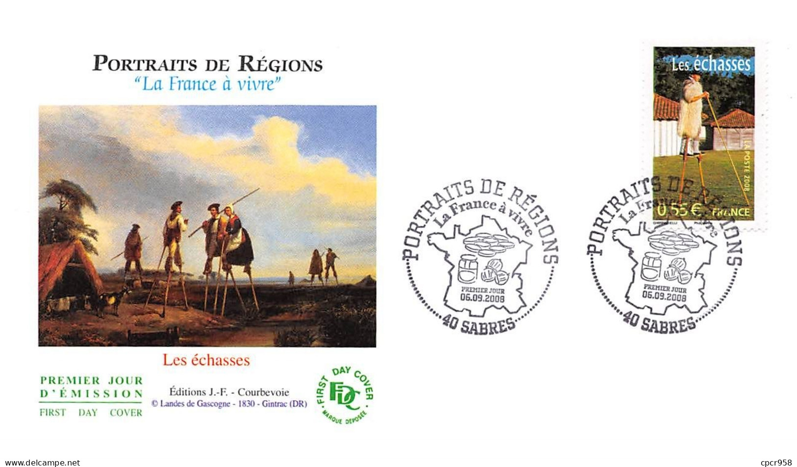 FRANCE.FDC.AM11133.06/09/2008.Cachet Sabres.Portraits De Régions.Les échasses - 2000-2009