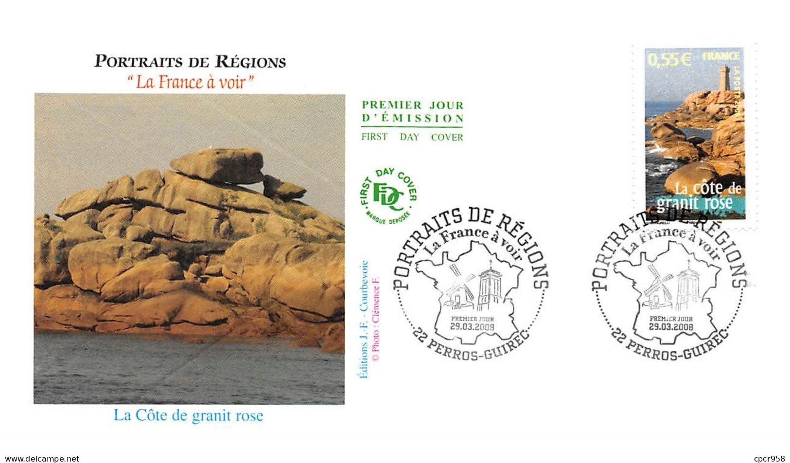 FRANCE.FDC.AM11117.29/03/2008.Cachet Perros Guirec.Portraits De Régions.La Côte De Granit Rose - 2000-2009