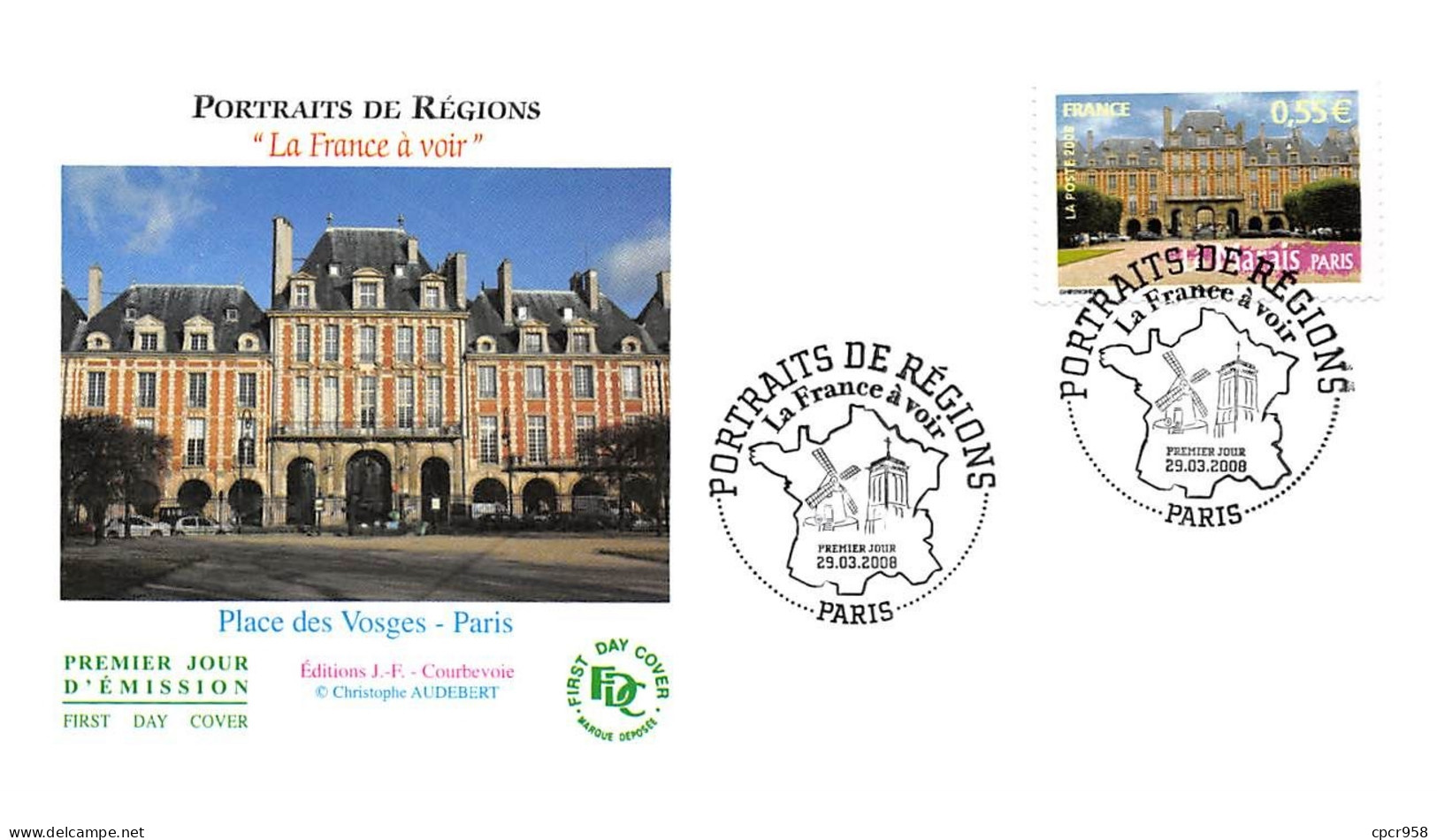 FRANCE.FDC.AM11120.29/03/2008.Cachet Paris.Portraits De Régions.Place Des Vosges Paris - 2000-2009