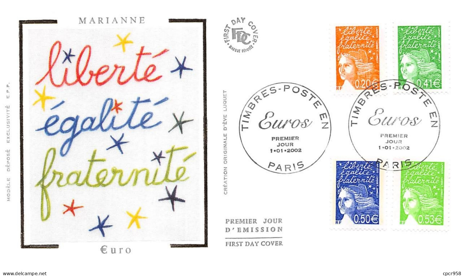 FRANCE.FDC.AM11740.01/01/2002.Cachet Paris.Marianne.Euros - 2000-2009