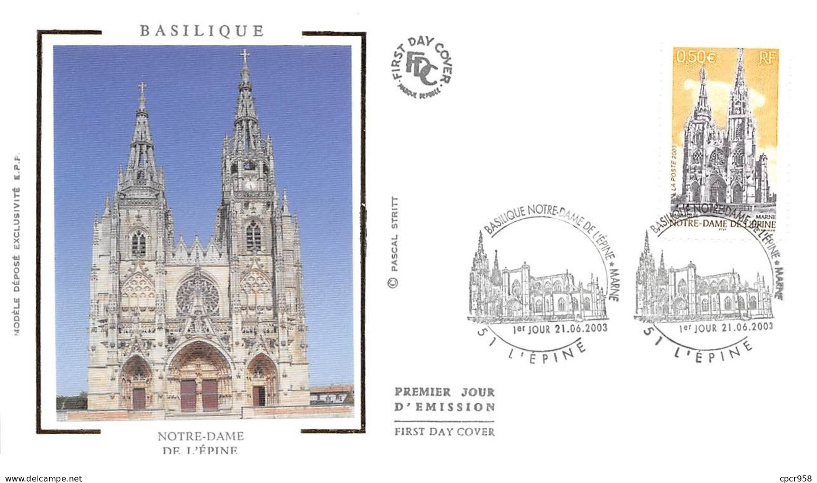 FRANCE.FDC.AM11714.21/06/2003.Cachet L'Epine.Basilique Notre-Dame De L'Epine - 2000-2009