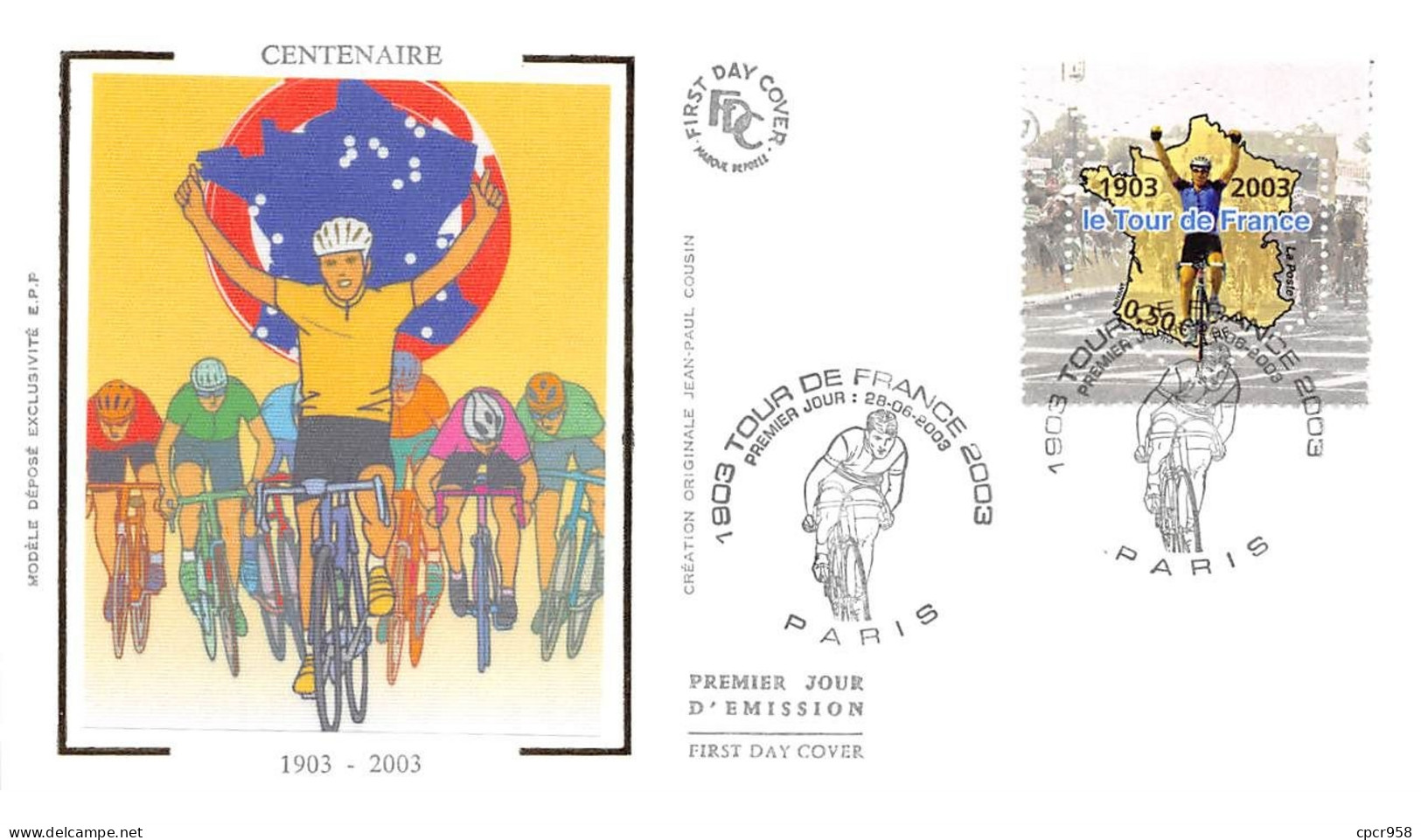 FRANCE.FDC.AM11718.28/06/2003.Cachet Paris.Centenaire Tour De France.1903-2003 - 2000-2009