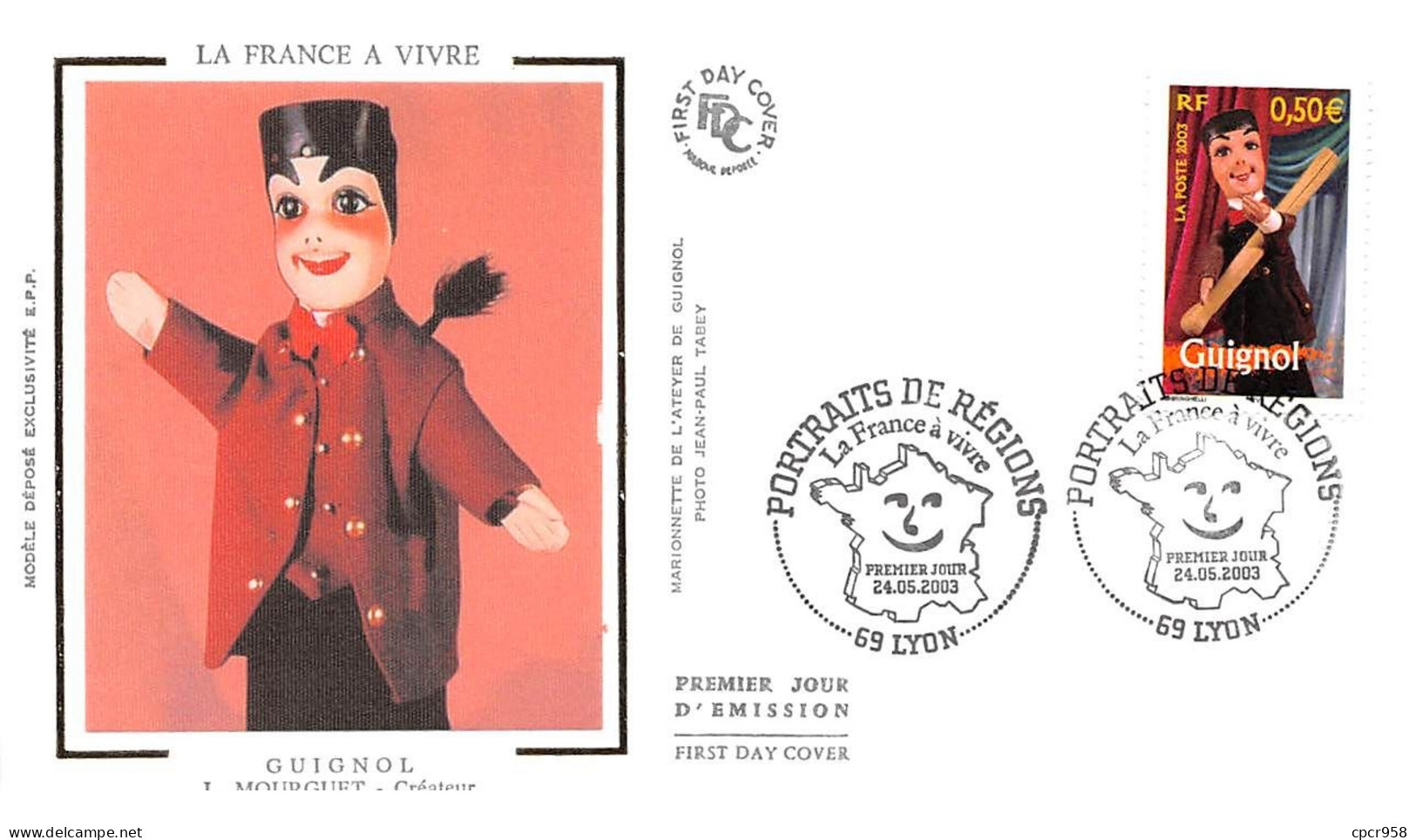 FRANCE.FDC.AM11701.24/05/2003.Cachet Lyon.Portraits De Régions.Guignol.Mourguet - 2000-2009