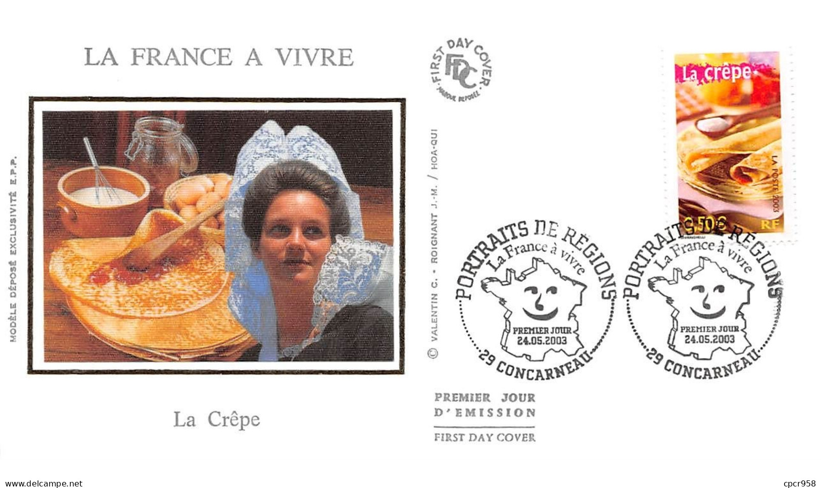 FRANCE.FDC.AM11702.24/05/2003.Cachet Concarneau.Portraits De Régions.La Crêpe - 2000-2009